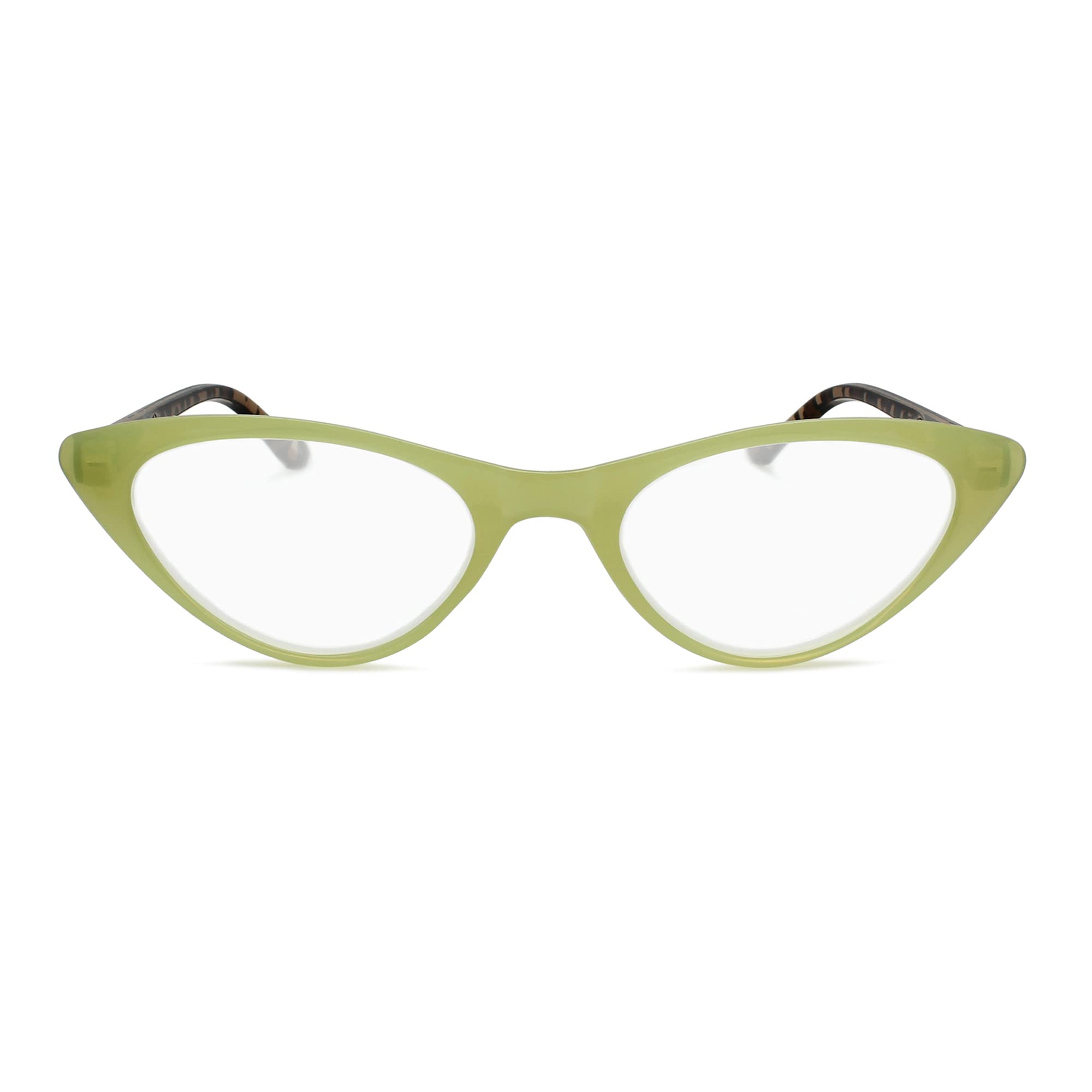 Retro Cat Eye Reading Glasses for Women - Lime Yellow (2.50) for Fashion & Reading