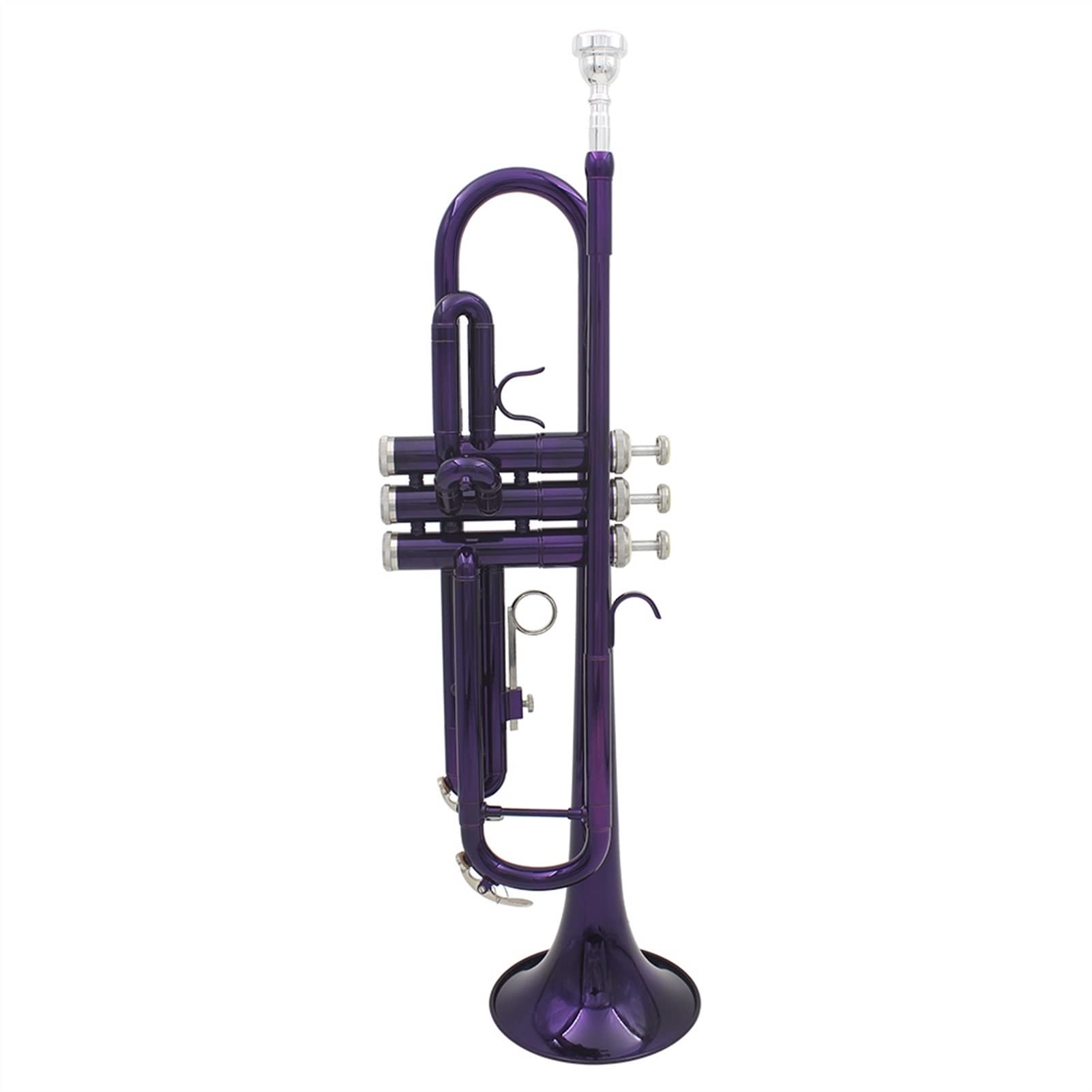 Professional Bb Trumpet Set - Silver-Plated Brass B-Flat Trumpet with Mouthpiece, Cleaning Brush, Gloves & Strap (Purple) | Perfect for Beginners, School Bands & Jazz Performances