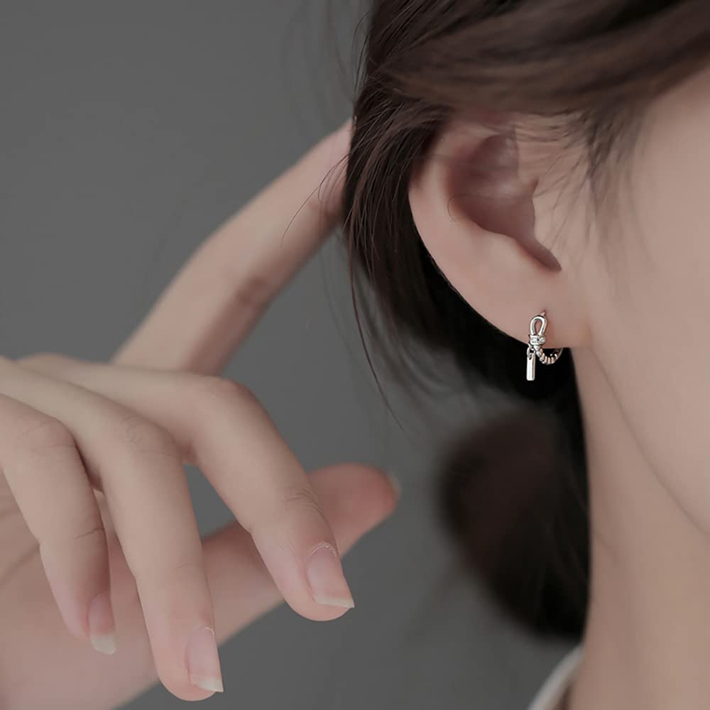 Refeer Solid 925 Sterling Silver Minimalist Hoop Earrings for Women & Teens - CZ Studded Cartilage & Helix Huggie Earrings - Perfect for Everyday Wear, Gifts & Special Occasions