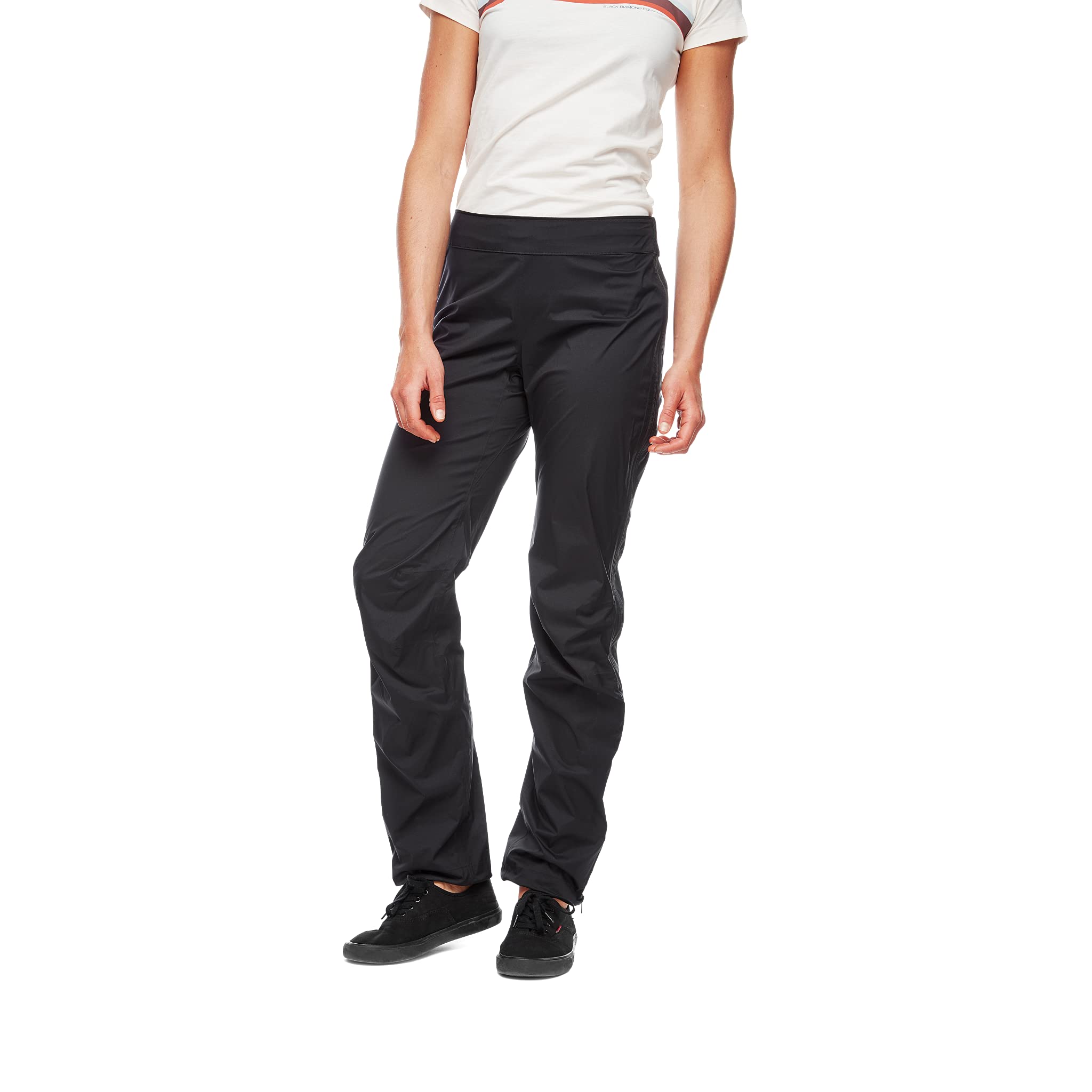 BLACK DIAMOND Women's Stretch Zip Running Pants - Lightweight Hiking & Trail Running Pants for Women - Moisture Wicking, Quick Dry - Black - Large (Perfect for Outdoor Adventures, Gym Workouts & Travel)