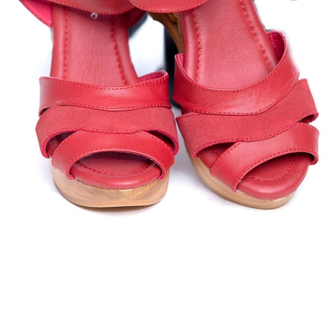 Lucky Lou Women's Pagoda Red Suede Wedge Heels - Comfortable Casual & Dress Shoes for Work, Party, and Everyday Wear
