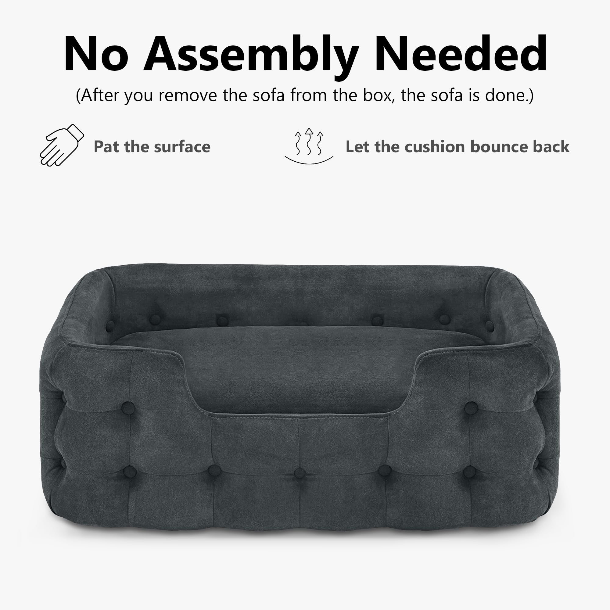 Premium MCombo Dog Sofa Bed - 33 Inch Orthopedic Foam Pet Bed with Removable Washable Cover, Modern Pet Couch for Small & Medium Dogs - Dark Grey (0553) - Perfect for Living Room, Bedroom & Pet-Friendly Spaces