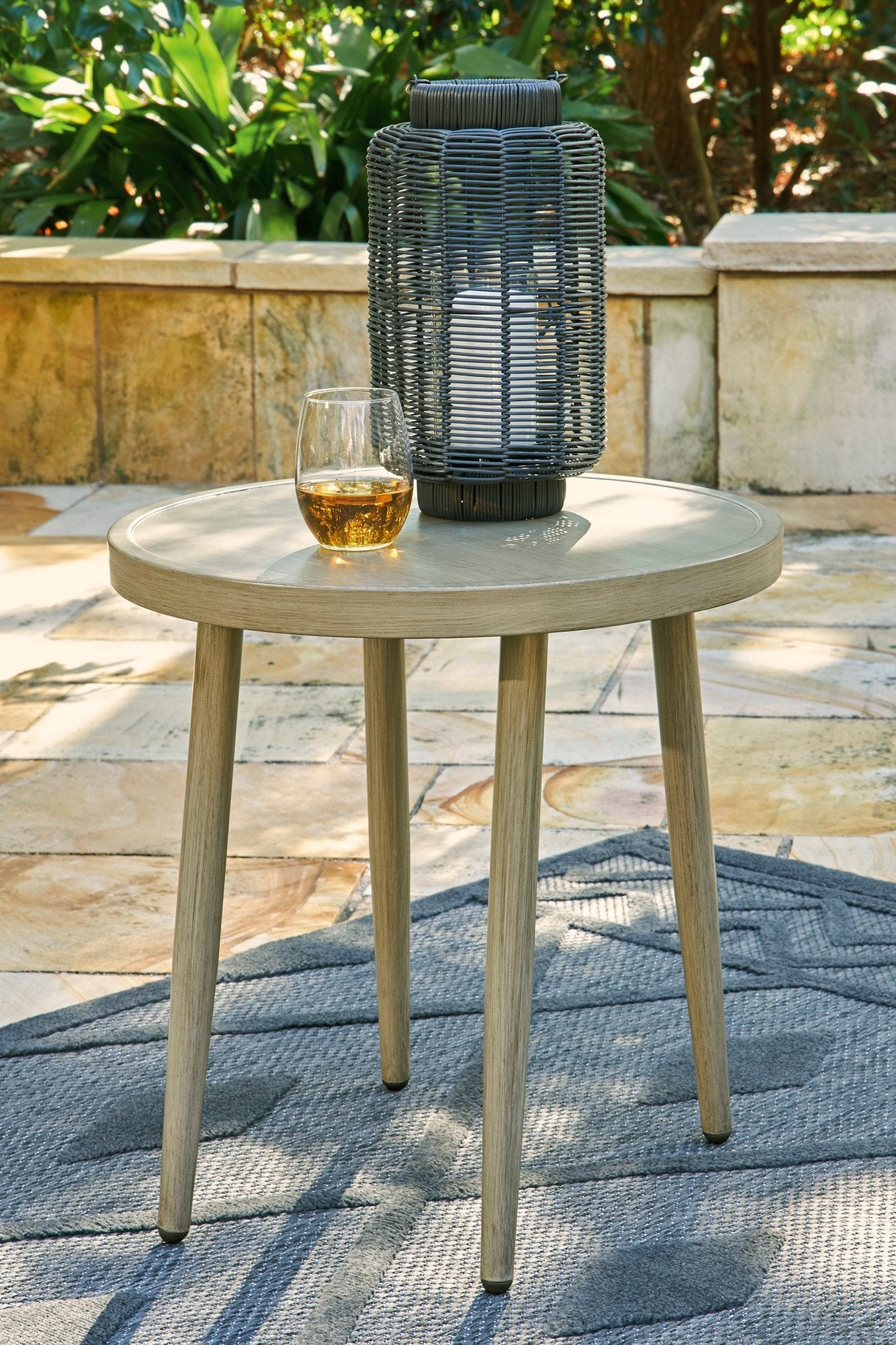 Hidden Valley Outdoor Round End Table - Weather-Resistant Patio Side Table for Garden, Deck & Poolside - Perfect for Drinks, Books & Decor