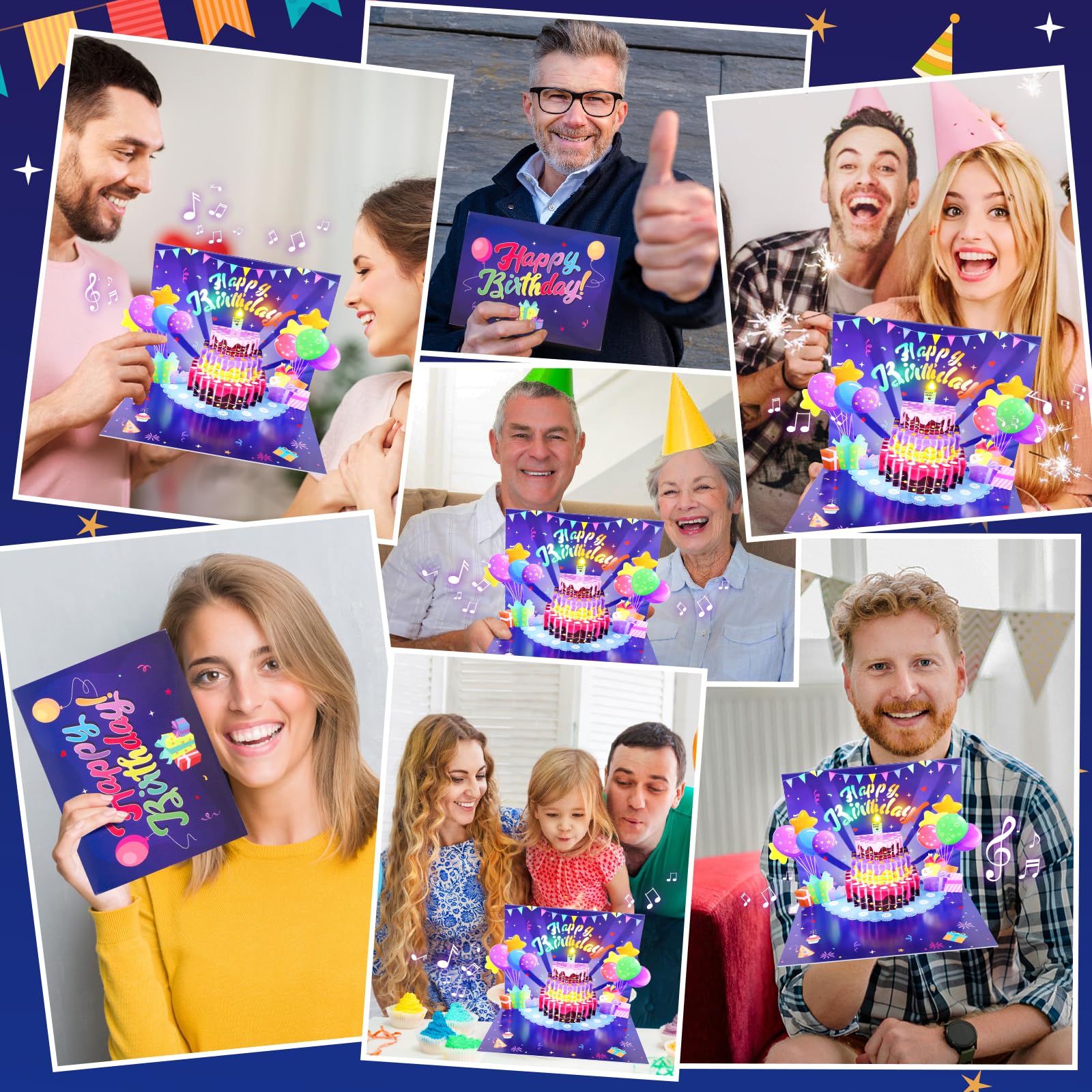 Musical Pop Up Birthday Cards with LED Light Candle - Plays Happy Birthday Song - Unique Greeting Cards for Women, Men, Husband, Wife & Kids - Perfect for Birthday Parties, Anniversaries & Special Celebrations