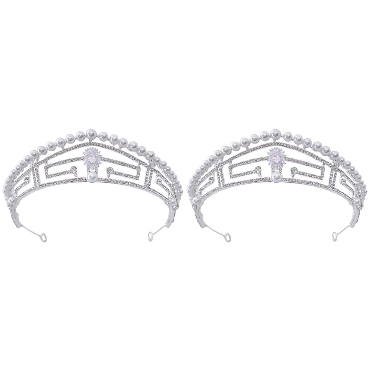 **Abaodam 2-Piece Pearl Crown Tiara Set – Rhinestone Crystal Bridal Headpiece for Weddings, Prom & Special Events – Elegant Wedding Hair Accessories for Brides**