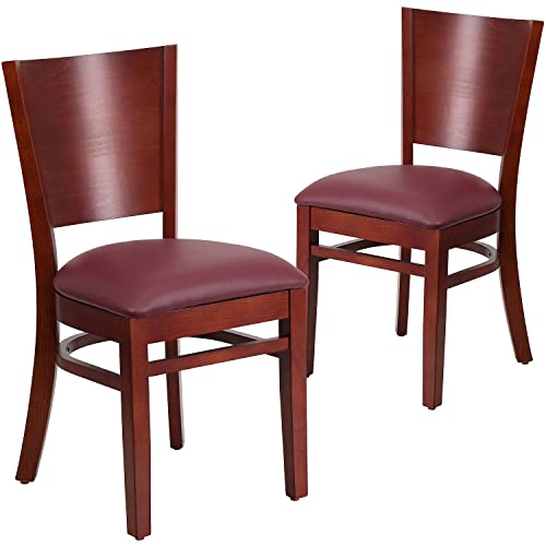 Burgundy Vinyl Seat/Mahogany Wood Frame