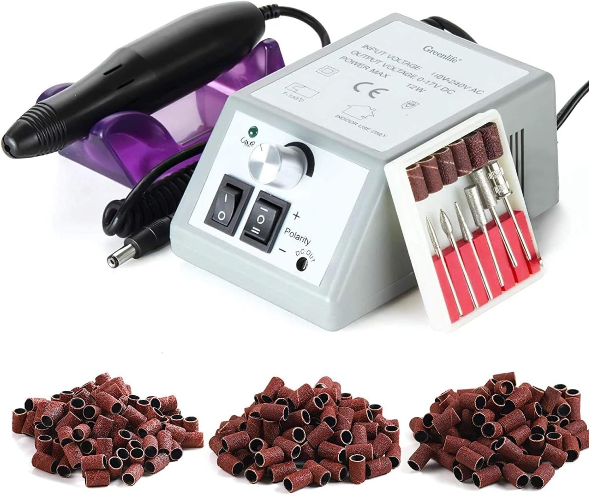 Greenlife® Professional 20000 RPM Electric Nail Drill Kit with 300pcs Nail Files & Sanding Tips - Perfect for Manicure, Pedicure & Nail Art at Home or Salon