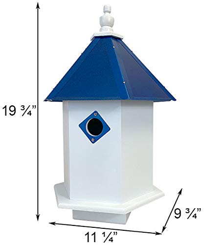 Handcrafted Wing & A Prayer Sycamore Bird House with Cobalt Blue Roof - Attract Wild Birds to Your Garden | Perfect for Backyard, Patio & Nature Lovers