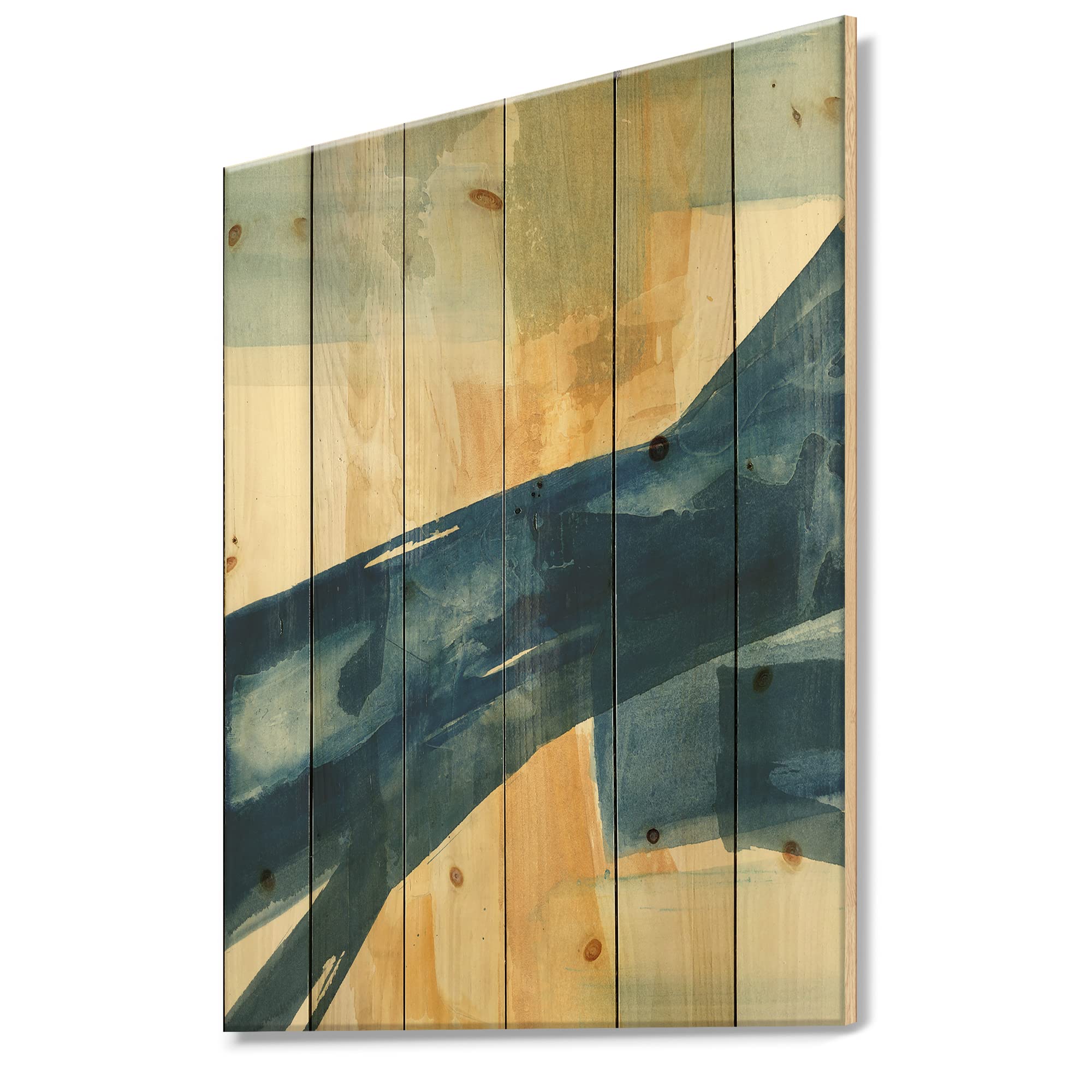 DesignQ Indigo Panel III Modern & Contemporary Wood Wall Decor - Blue Wooden Wall Art for Living Room, Bedroom & Office - Large Cottage Style Pine Wood Wall Panels - Handcrafted Home Decor for Rustic & Farmhouse Interiors