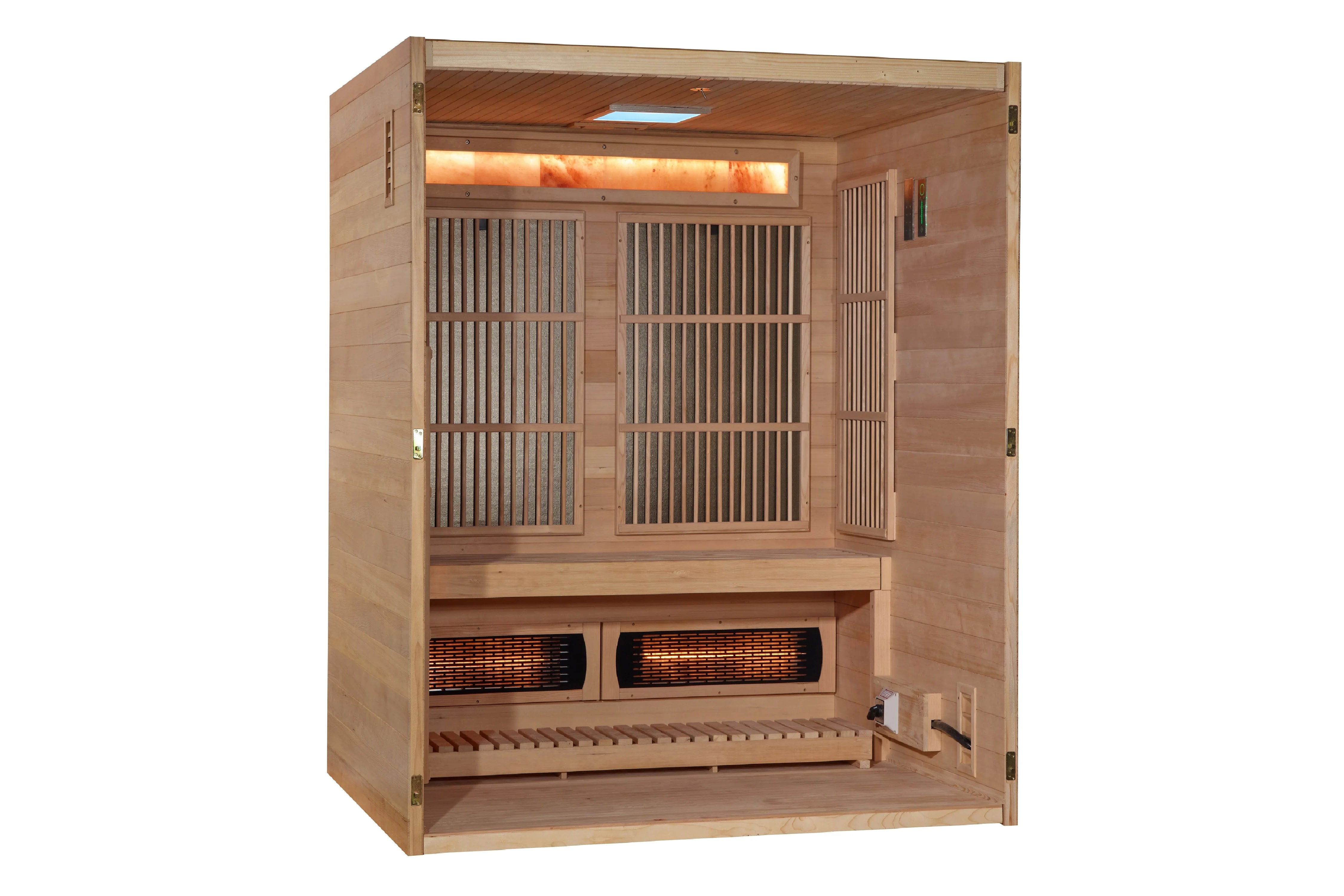 Golden Designs 2025 Soria 3-Person Hybrid Sauna for Indoor Use - Full Spectrum Infrared & Traditional Steam with Harvia Stove - Perfect for Home Relaxation, Detox & Muscle Recovery