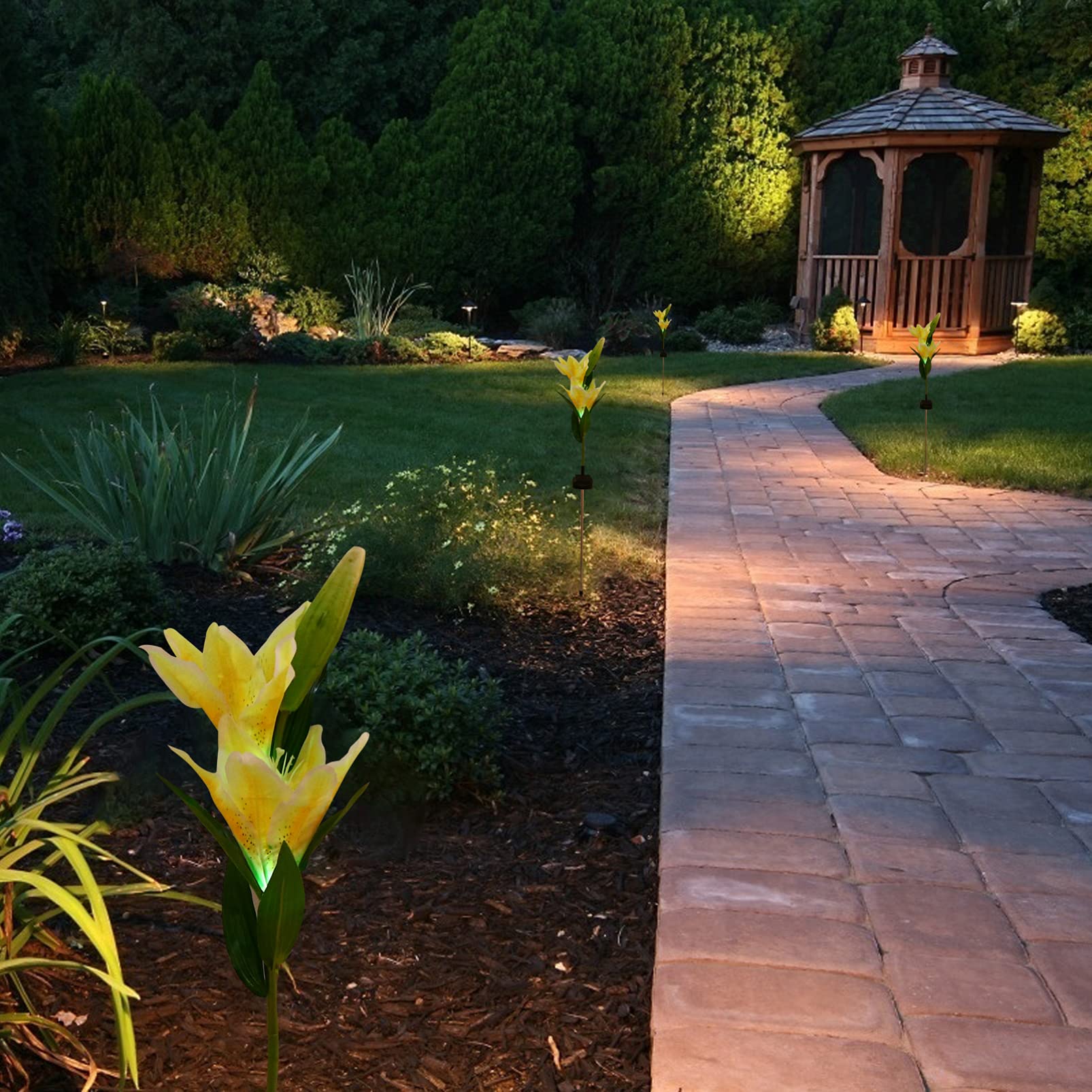 Uonlytech Solar Lily Garden Lights - 1 Pack Solar Stake Lamp, LED Solar Flower Light for Outdoor Decoration - Perfect for Garden, Pathway, Patio, and Yard Lighting