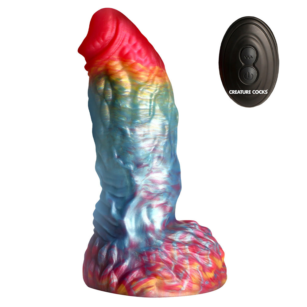 Rainbow Phoenix Vibrating Monster Dildo - Large Fantasy Creature Cock for Intense Pleasure | Powerful Vibrations, Lifelike Texture | Perfect for Couples Play & Solo Fantasy Adventures