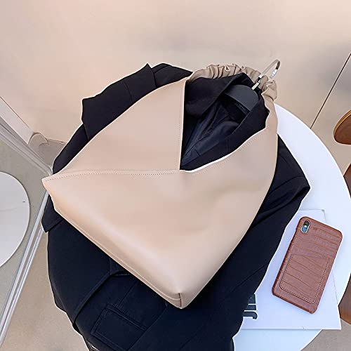 Large Capacity Soft PU Leather Tote Shoulder Bag for Women - Khaki, 33x40x10cm - Stylish & Portable Travel, Work, Shopping & Daily Use Handbag