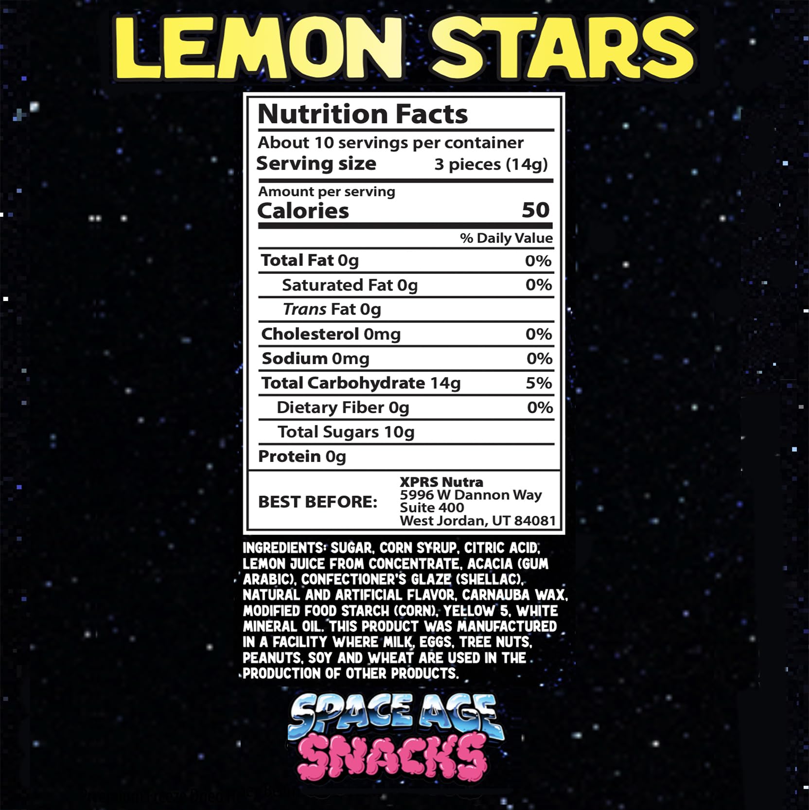 Premium Freeze Dried Lemon Stars Candy - 5oz Crunchy Space Age Snack for Kids & Adults - Perfect for Lunchboxes, Hiking, Camping & Emergency Food Storage - Individually Boxed for Freshness Protection