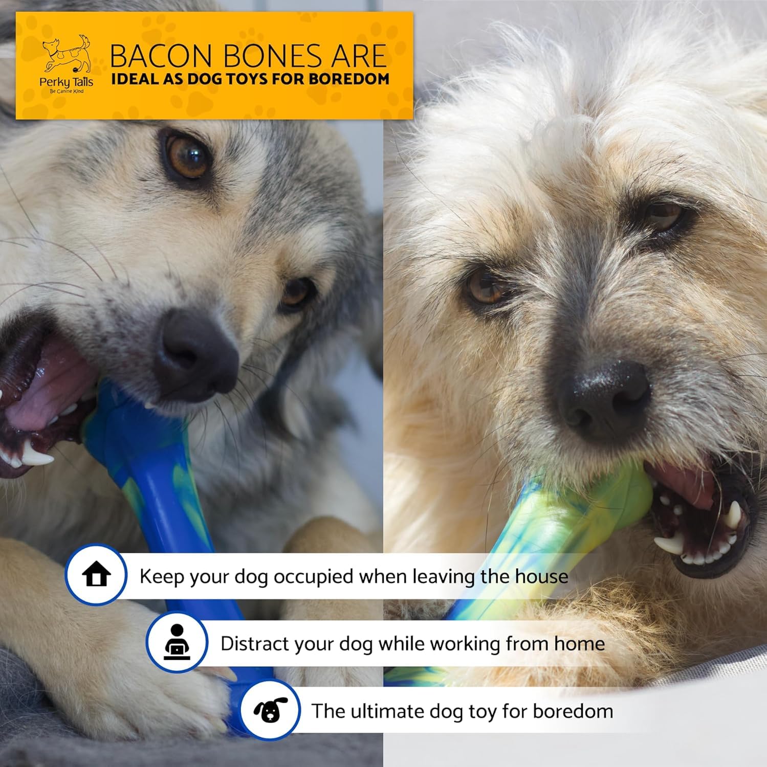Durable Nylon Dog Chew Toys for Medium & Small Dogs - Tough Bacon-Flavored Chew Toys for Aggressive Chewers - 2-Pack Interactive Canine Toys for Training & Playtime - Perfect for Indoor & Outdoor Use