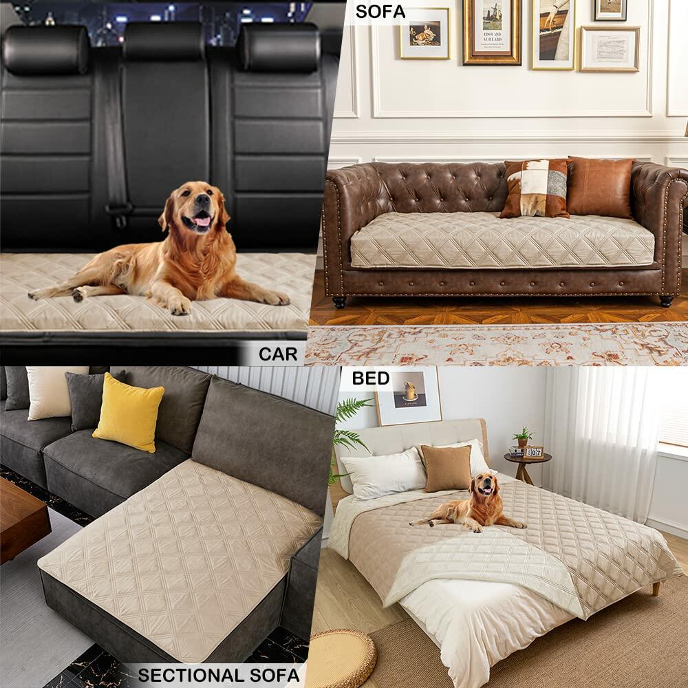 Waterproof & Reversible Pet Cover for Couches, Sofas & Furniture - 82x102 Inch Beige/Cream - Protects Against Pet Hair, Scratches & Spills - Perfect for Living Room, Bedroom & Pet-Friendly Homes