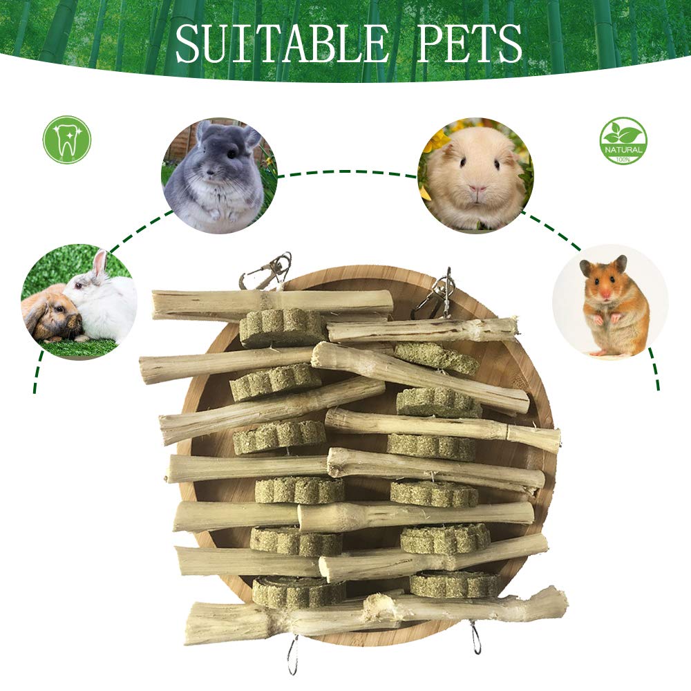 Organic Chinchilla Treats & Bunny Chew Toys for Rabbits - Natural Bamboo Sticks for Teeth Grinding, Small Animal Toys for Hamsters, Guinea Pigs (2 Pack) - Perfect for Cage Enrichment & Dental Health