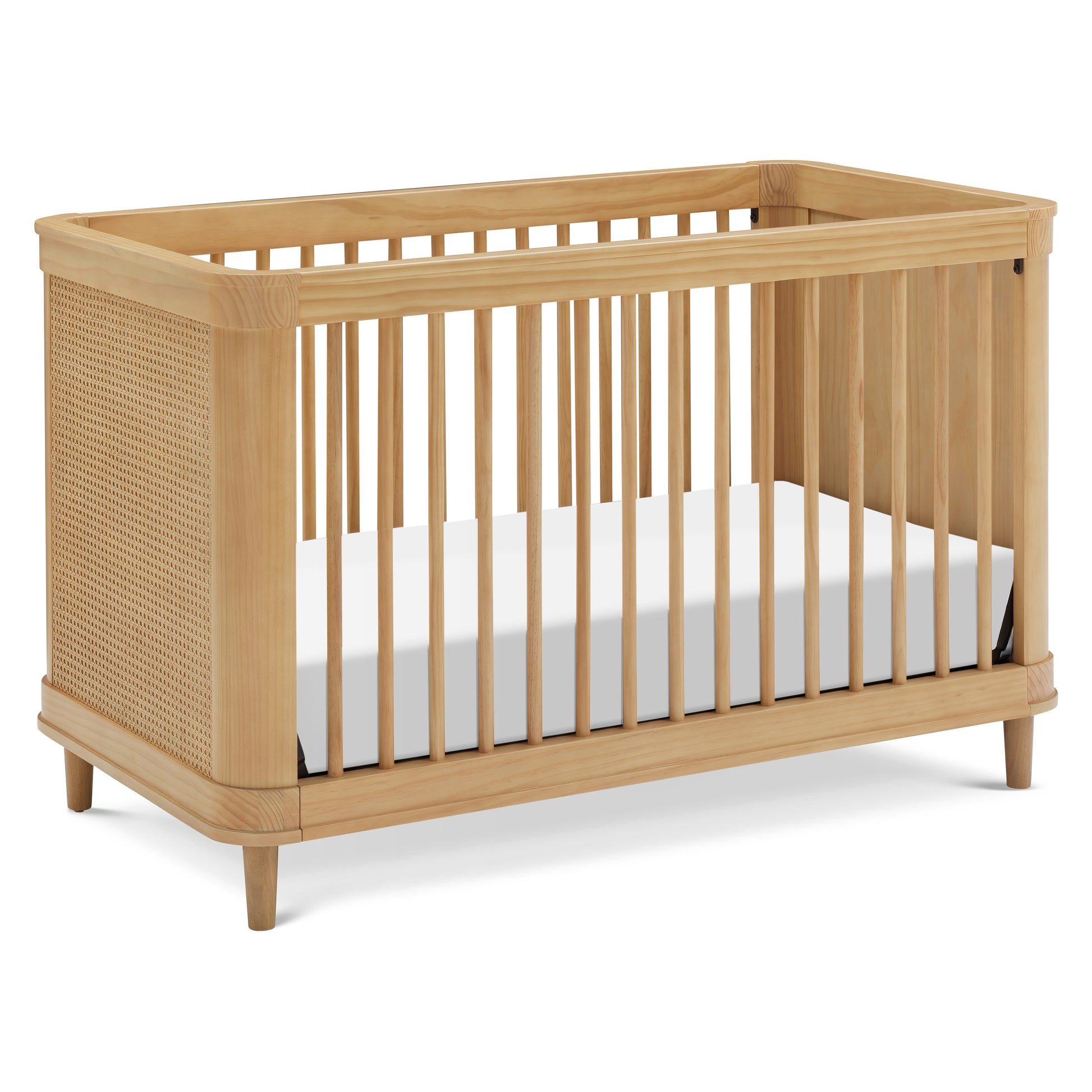 3-in-1 Convertible Baby Crib with Canopy - White Nursery Furniture for Newborns to Toddlers | Perfect for Bedrooms, Daycares & Nursery Rooms