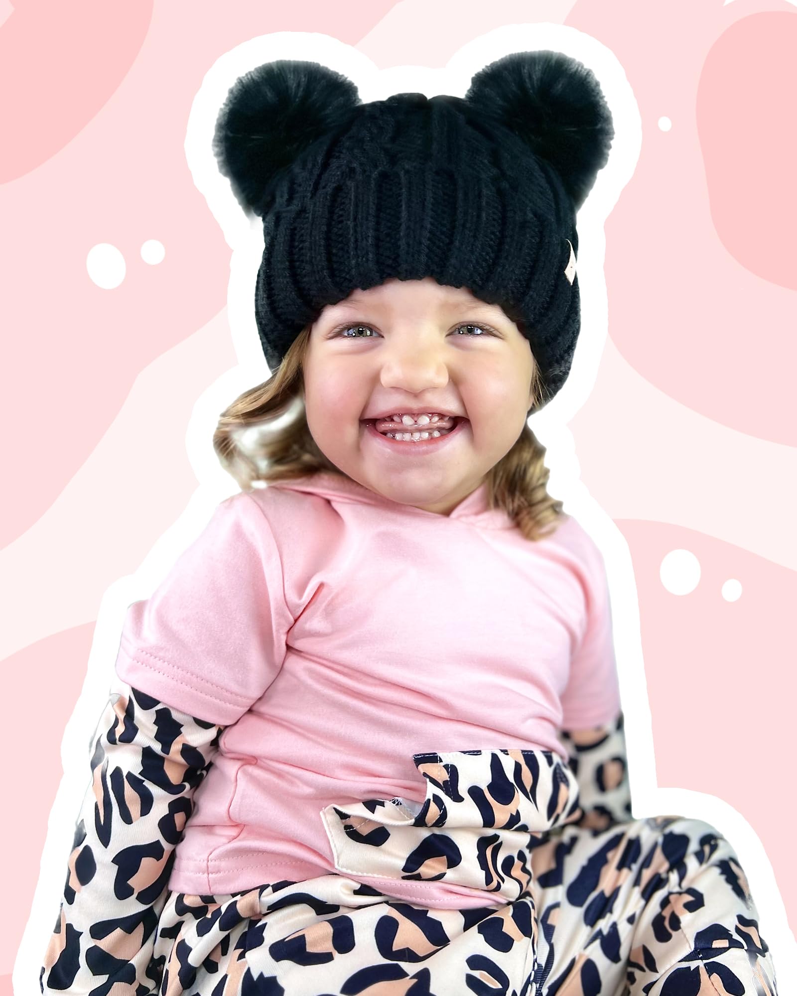 FURTALK Toddler Winter Hat for Girls & Boys - Soft Faux Fur Pom Pom Beanie - Warm Baby & Kids Hat for Cold Weather - Perfect for Snow Play, Outdoor Activities & Winter Fashion