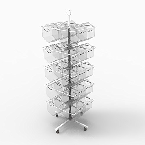 FixtureDisplays® Plastic Tub Jar Candy Bin Display Stand - Rotating Bucket Retail Rack with Metal Base (101254) - Perfect for Candy Stores, Supermarkets & Retail Displays