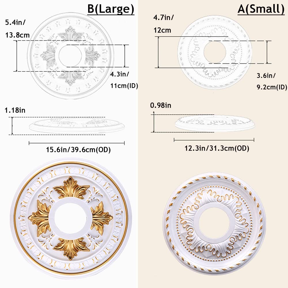 Elegant PU Decorative Ceiling Medallion for Chandeliers & Ceiling Fans - 12.3
