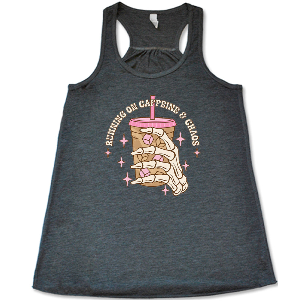 Running On Caffeine & Chaos Funny Coffee Lover T-Shirt - Perfect for Gym Workouts, Office Humor & Casual Wear