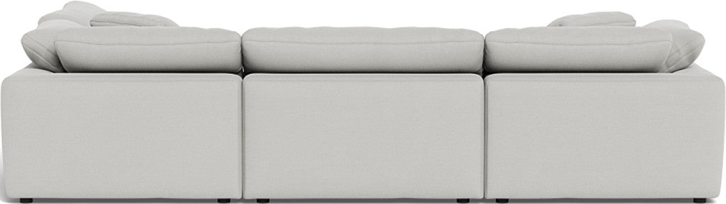 Fluffy 4-Piece Sectional Sofa with Ottoman - Modern L-Shaped Couch Set for Living Room, Family Room & Small Spaces - Soft Fabric Upholstery, Comfortable Seating for Relaxing & Entertaining