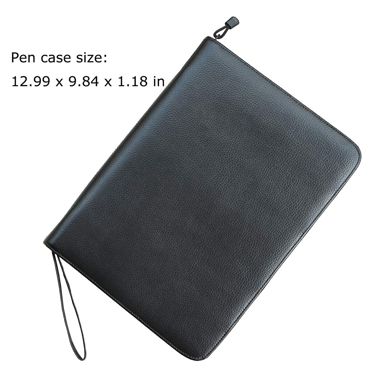 Premium Genuine Cowhide Leather Pen Case Holder - Large Capacity Pouch for 46 Fountain Pens & Rollerball Pens - Perfect Office & Business Gift (Black) - Ideal for Professionals, Writers & Pen Collectors