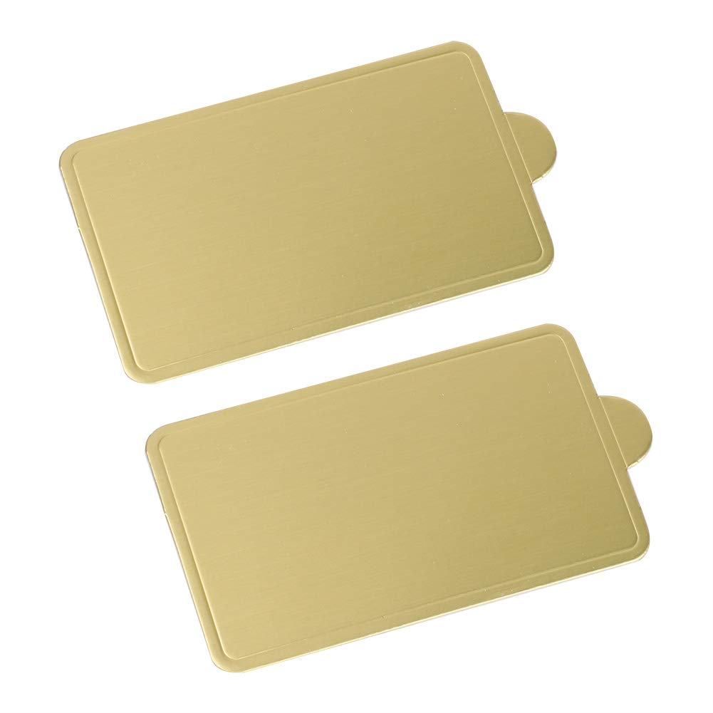 EXCLUZO 100-Pack Rectangle Golden Mousse Cake Boards - Safe & Healthy Cupcake Tray Cards for Desserts | Perfect for Birthday Cakes, Wedding Desserts & Bakery Displays