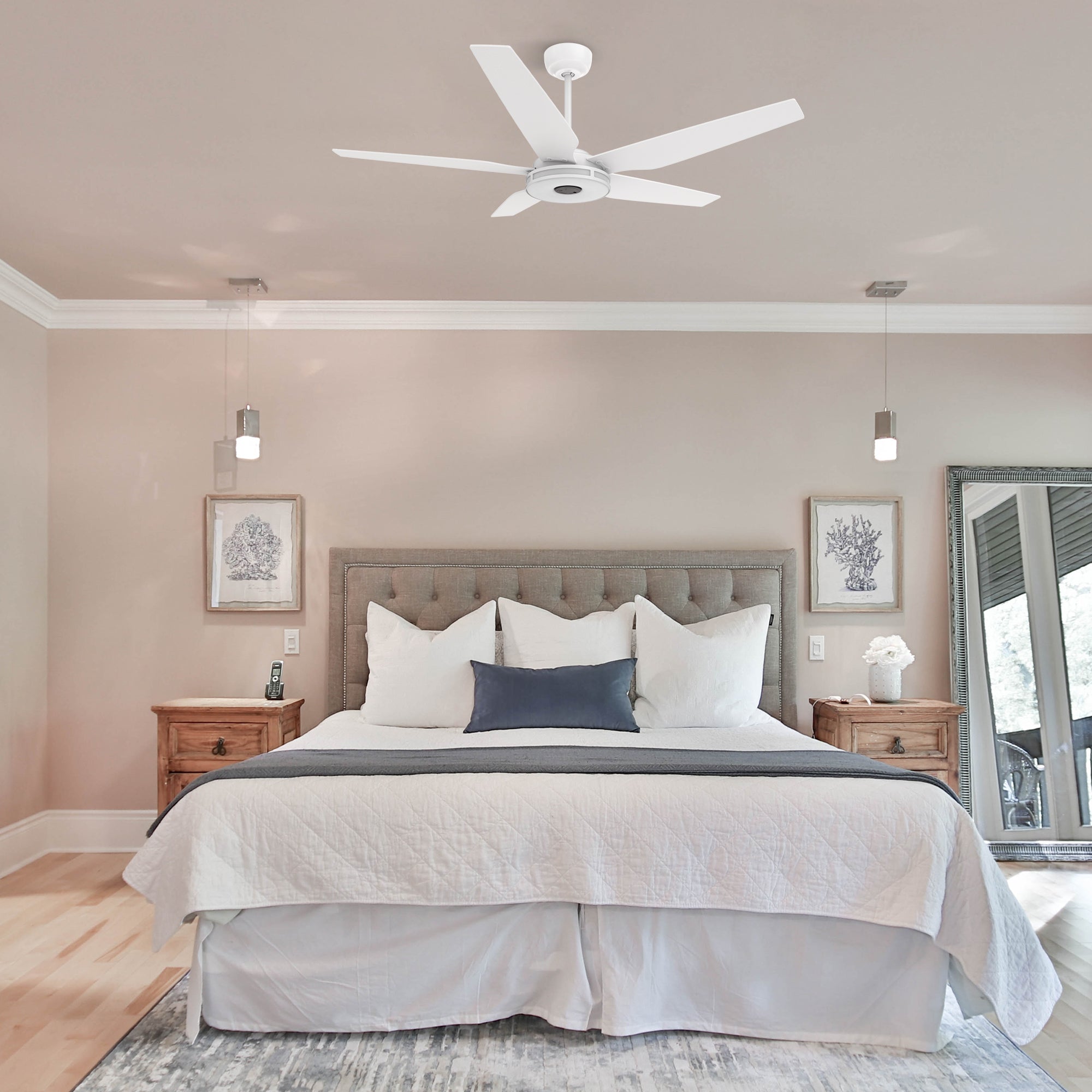 52 Inch Explorer Smart Fan with LED Light & Remote Control - Perfect for Outdoor Patio, Indoor Living Room & Bedroom Cooling