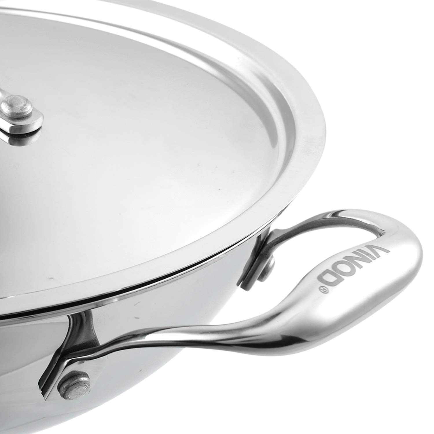 Vinod Platinum Triply Stainless Steel Cookware Set - 2 Piece Induction Base Combo (1.5L Deep Kadai with Lid & 20cm Fry Pan) | Durable 5-Year Warranty | Perfect for Indian Cooking, Stir Frying & Deep Frying | Ideal for Home Kitchens & Restaurants
