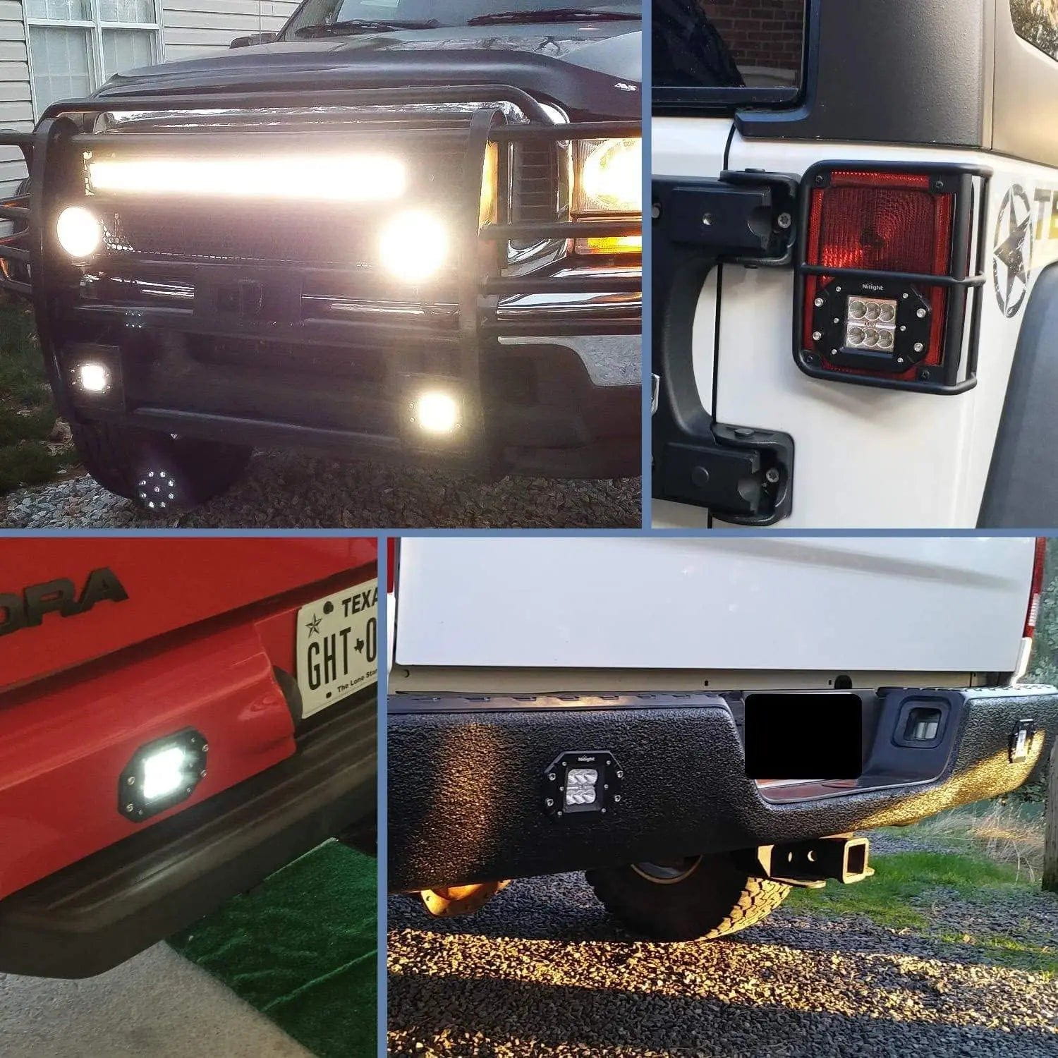 4.8 Inch 18W Flush Mount LED Work Lights - 2 Pairs (4 Lights) - Waterproof IP65, 6000K Bright White - for Trucks, Boats, Off-Road Vehicles, Garages & Outdoor Work Areas