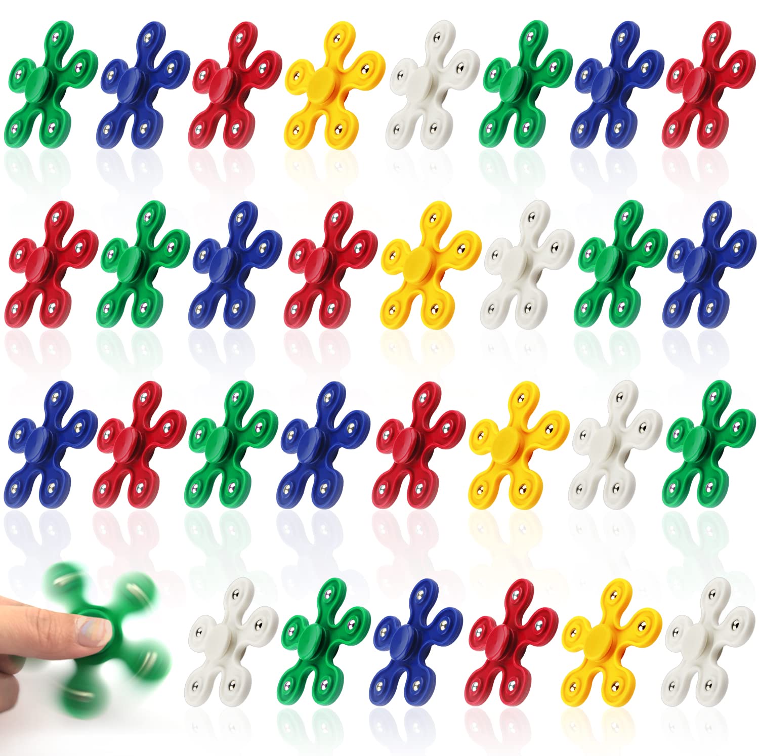 (30 Pack) SoulLife High-Speed Quiet Fidget Spinners - Bulk Stress Relief Sensory Toys for Kids & Adults - Perfect for Classroom Prizes, Birthday Party Favors, Office Desk Toys and Anxiety Relief - Great Gift Basket Stuffers for ADHD & Autism