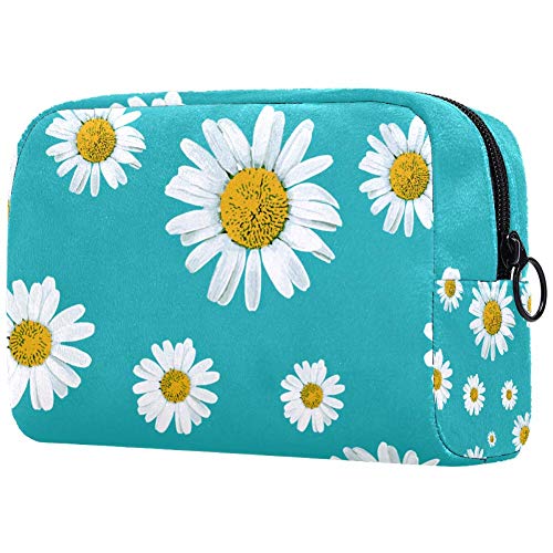 Waterproof Daisy Flower Makeup Bag for Women - Portable Travel Cosmetic Organizer with Zipper, Multifunctional Toiletry Case | Perfect for Gym, Vacation & Daily Essentials Storage