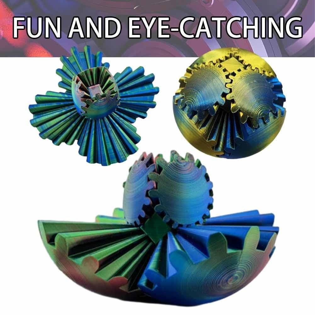 2024 GearSphere - 3D Printed Whirling Wonder Fidget Gear Ball | Stress Relief & Anxiety Toy for Adults & Kids | Perfect for Office, Classroom & Travel Use (E)