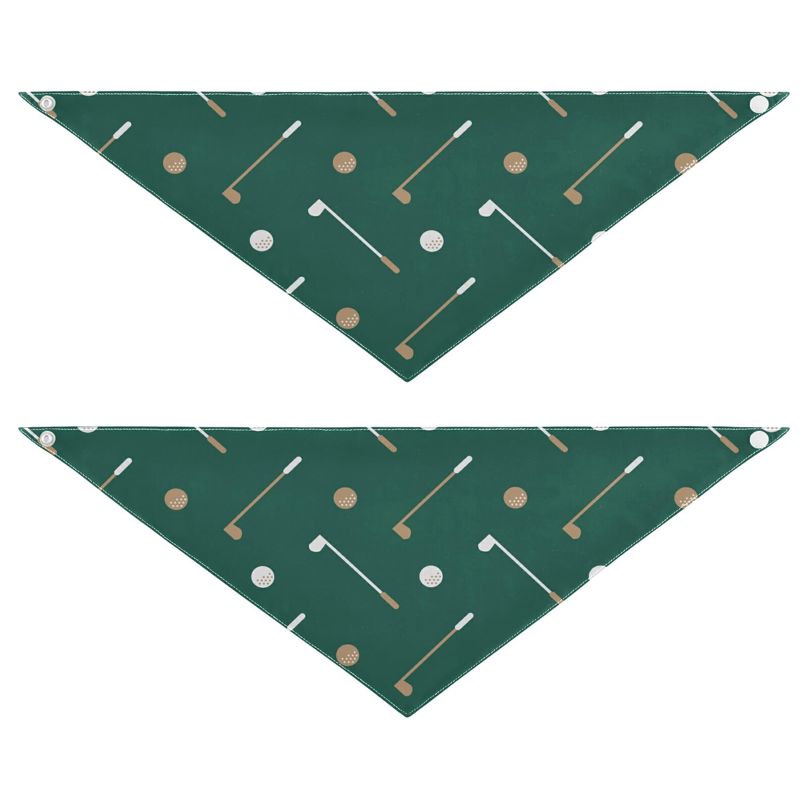 2 Pack Golf Club Ball Pattern Dog Bandanas - Adjustable Snap Button Pet Scarf for Small Medium Large Dogs & Cats - Perfect for Holidays, Parties & Outdoor Adventures