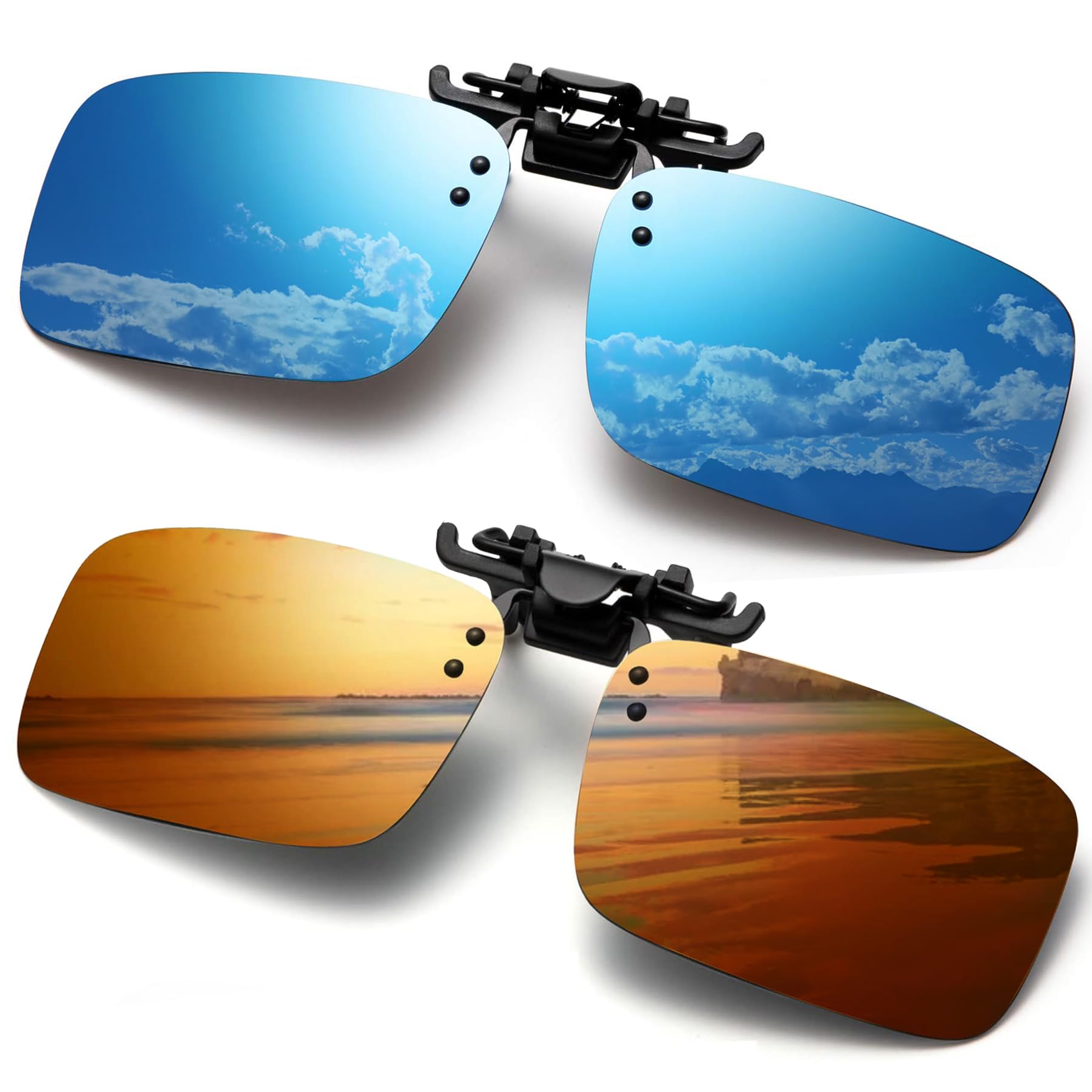 Polarized Clip-on Sunglasses for Men & Women - Anti-Glare UV Protection Driving Glasses - Fits Over Prescription Eyeglasses - Perfect for Driving, Fishing, and Outdoor Activities