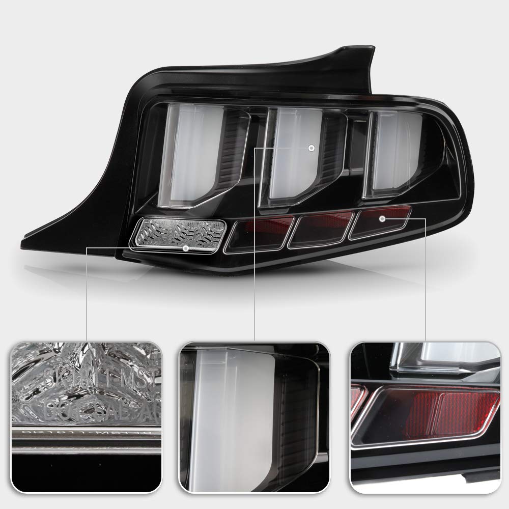 ACANII LED Sequential Tail Lights for 2010-2012 Ford Mustang - Black Housing Brake Lamps with Turn Signals (Driver & Passenger Side) - Perfect for Night Driving & Car Customization
