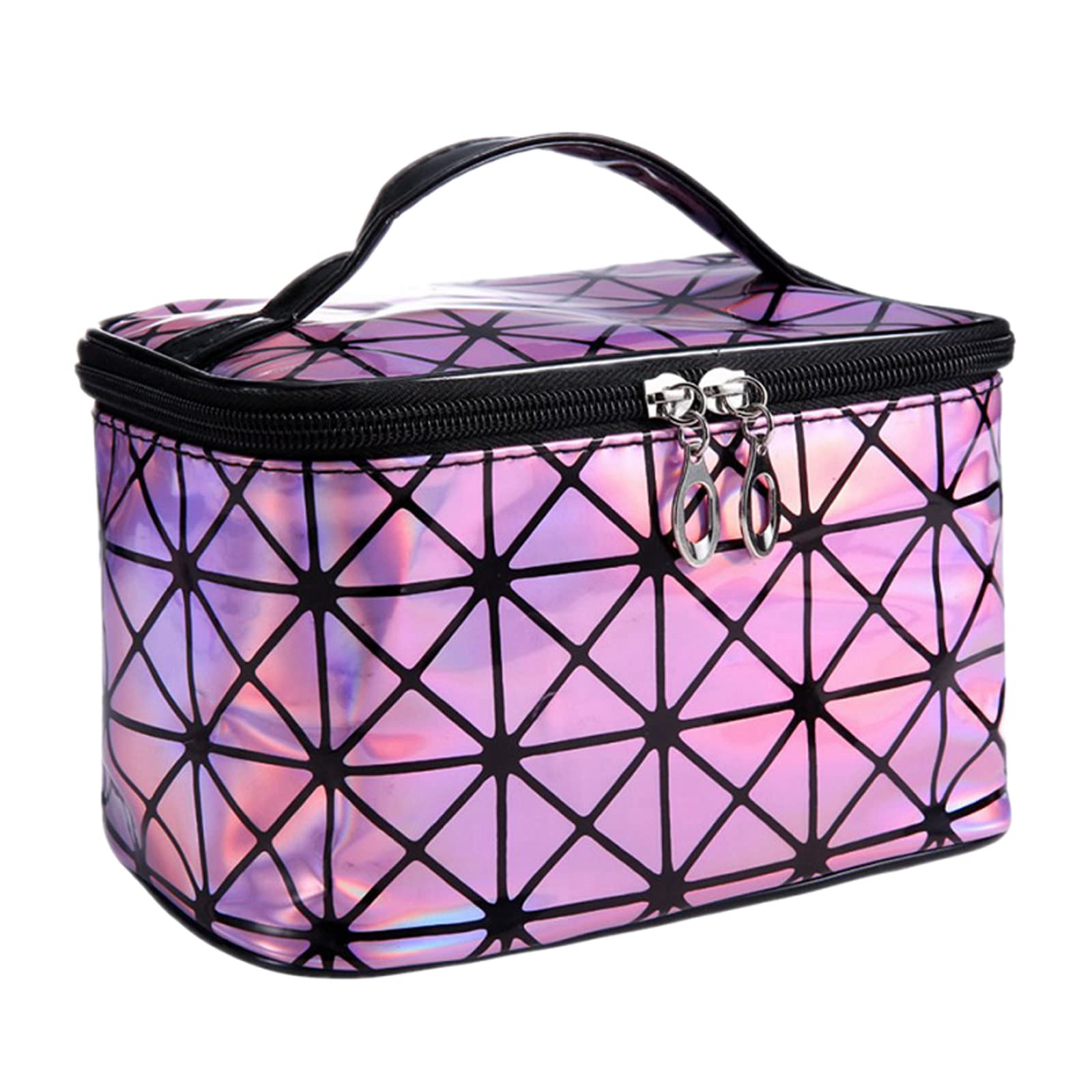 UBMSA Pink Makeup Bag with Mirror - Travel Cosmetic Organizer for Women & Girls, Perfect for Brushes & Jewelry Storage