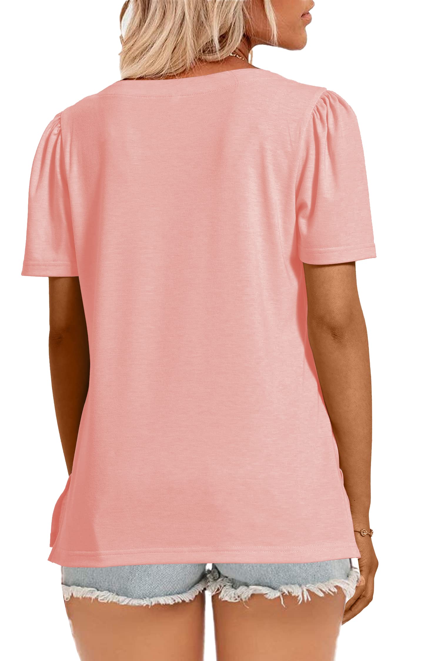 JomeDesign Women's Summer Tops - Short Sleeve Crew Neck T-Shirts with Puff Sleeves | Casual Blouse for Women | Perfect for Beach, Vacation & Everyday Wear