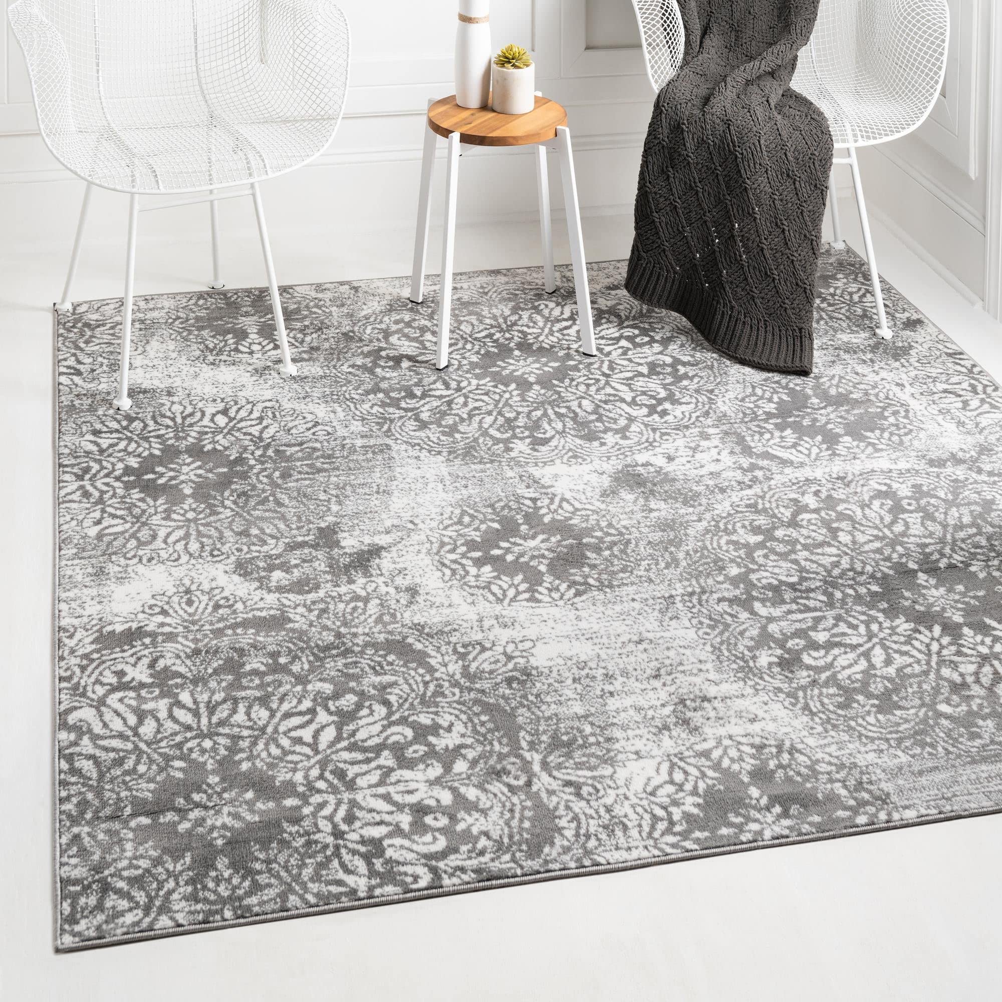 Monte Carlo Collection 8' Square Gray Medium Rug - Soft & Durable for Living Room, Kitchen, Entryway - Home Decor & Floor Protection