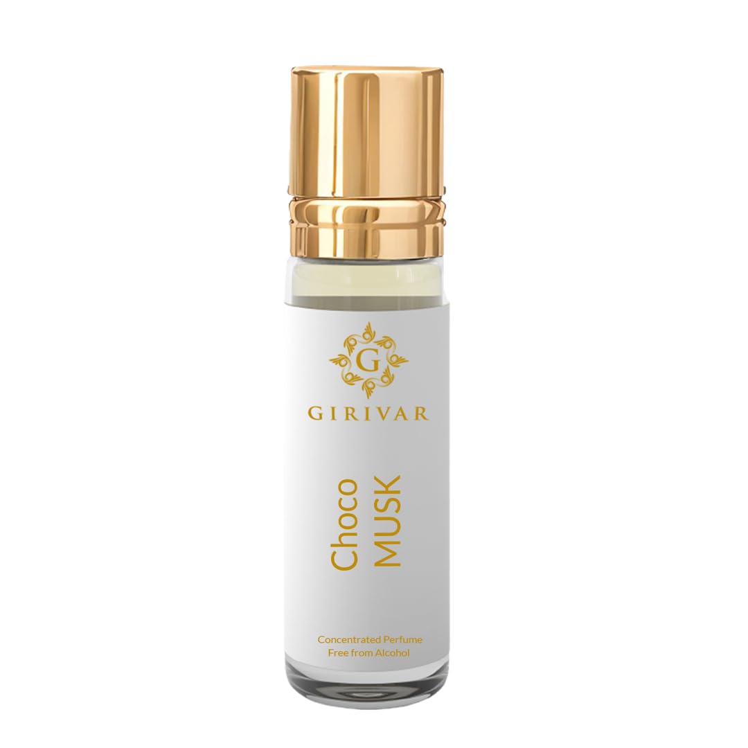 GIRIVAR FRAGRANCES Choco Musk Perfume Oil - 10ml Travel Size Roll On Bottle | Long Lasting Chocolate Scent | Perfect for Daily Wear, Date Nights & Gifts