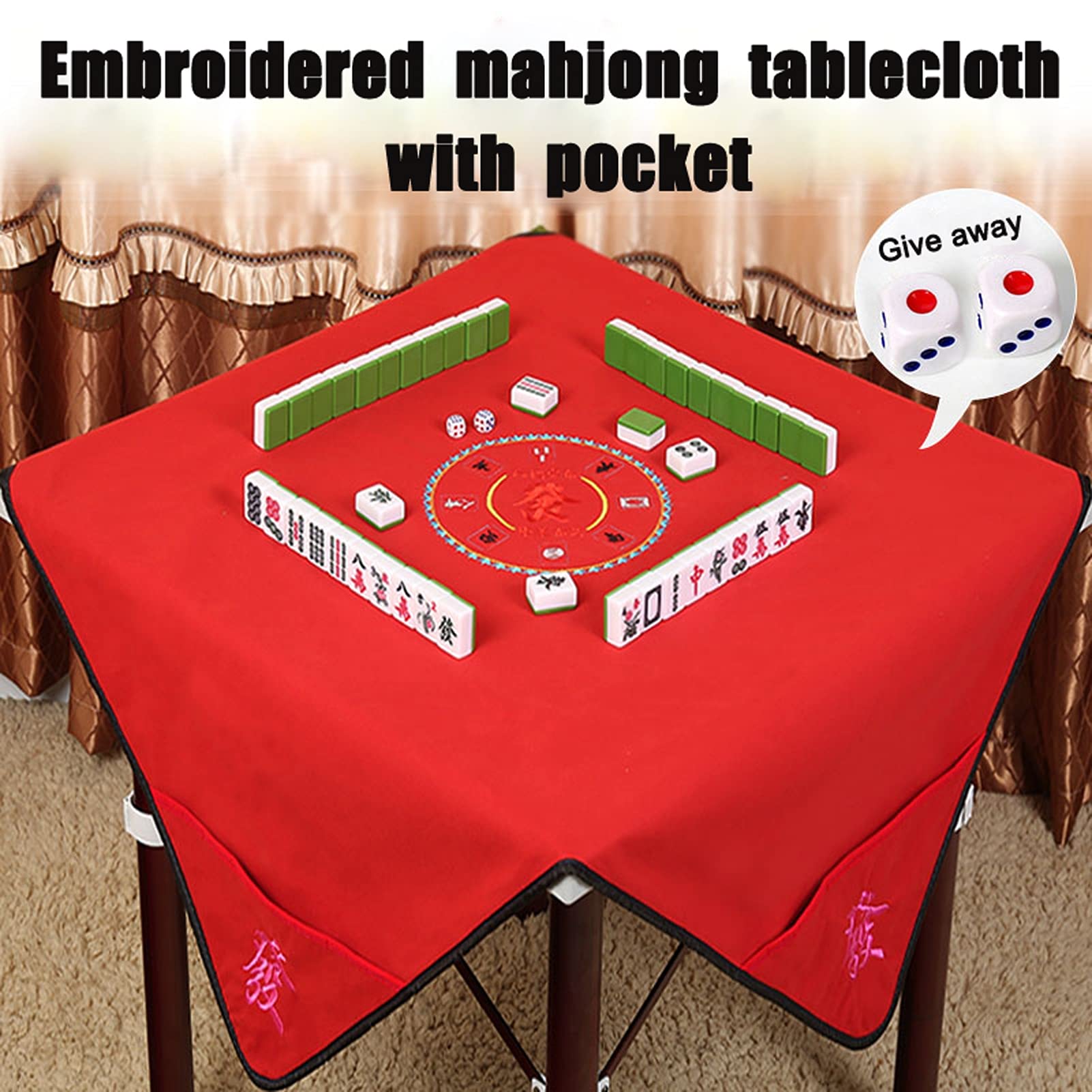 Non-Slip Mahjong Mat - 100x100cm Cyan Table Cover for Poker, Card Games, Board Games & Tile Games - Noise Reducing Table Protector for Game Nights & Family Gatherings