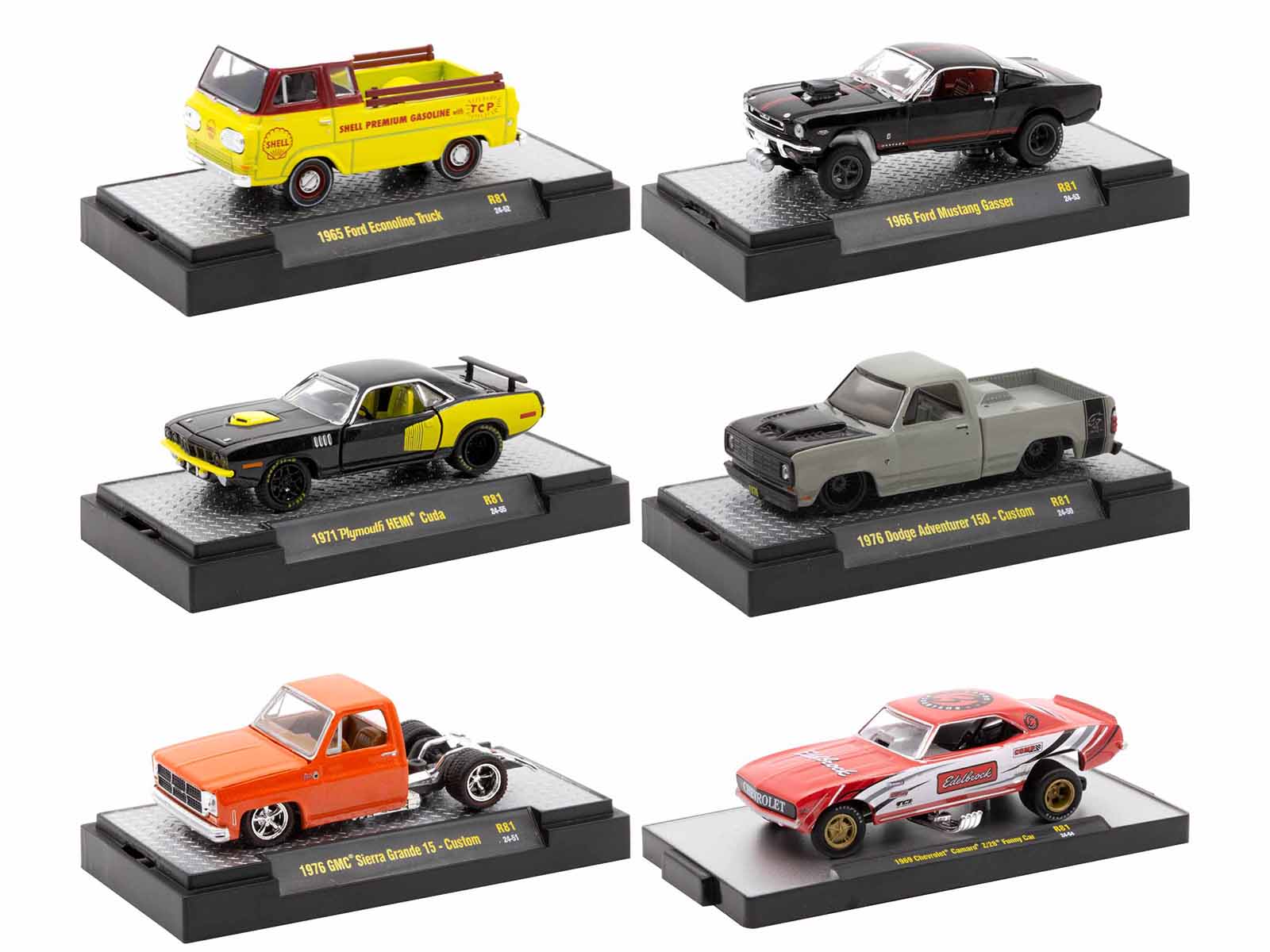 M2 Machines 1/64 Scale Diecast Model Cars - Limited Edition Set of 6 Collectible Vehicles in Display Cases (Release 81) - Perfect for Car Enthusiasts, Display Collections & Gift Giving