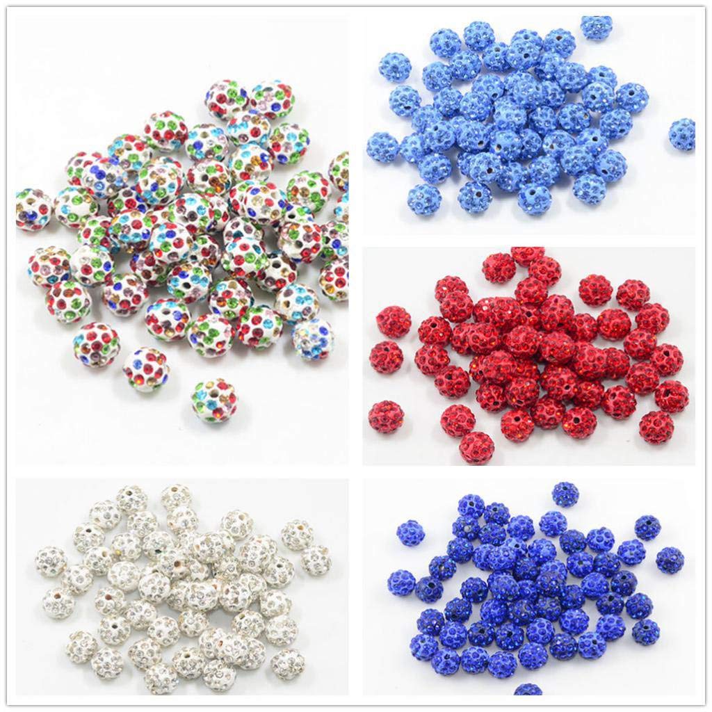 50 Pieces 10mm Multicolor Rhinestone Pave Clay Spacer Ball Beads for Jewelry Making, DIY Bracelets & Necklaces - Perfect for Crafting, Gifts & Fashion Accessories