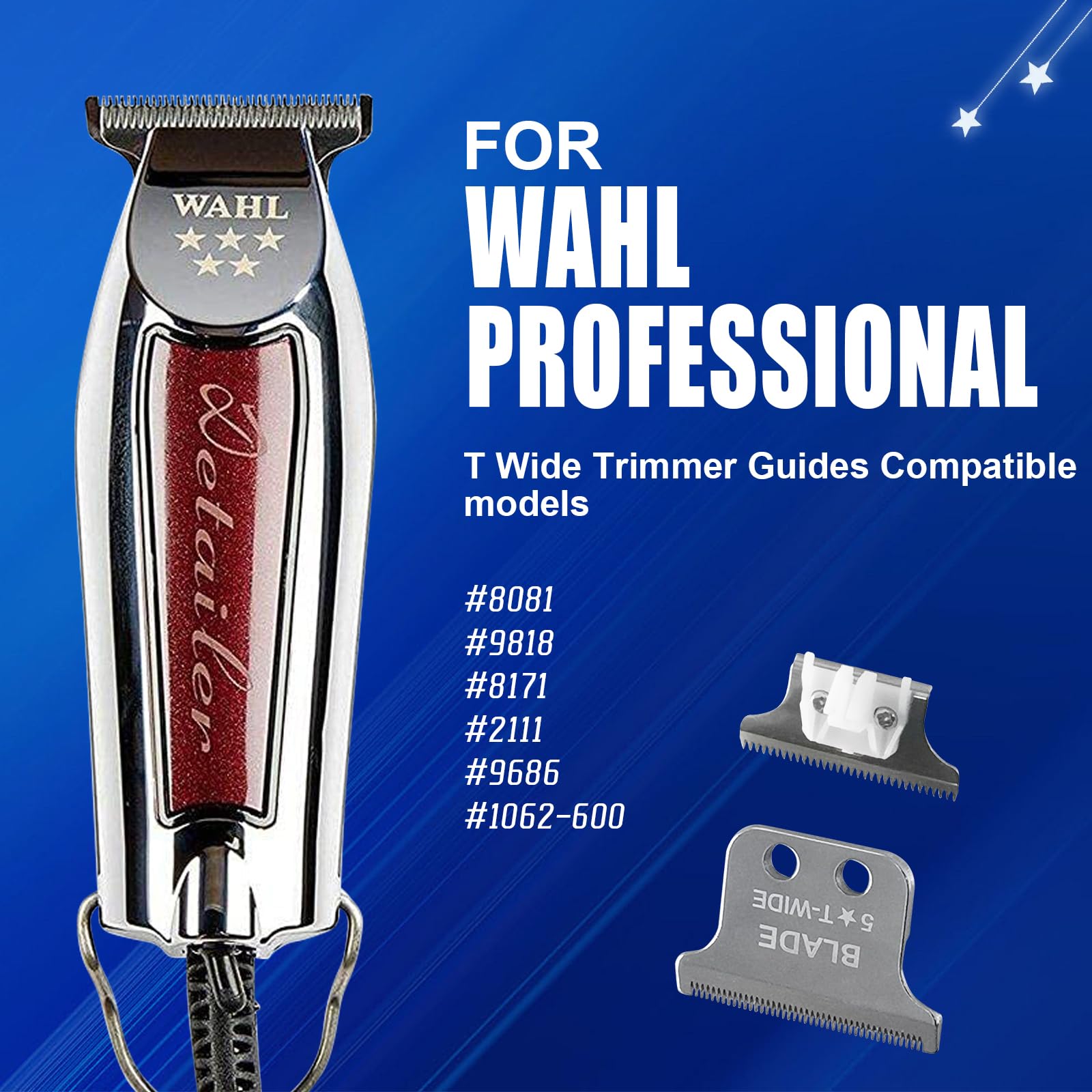 Audoc 2215 T Wide Adjustable Trimmer Blades Replacement for Whal 5 Star Series Detailer (8081) & Cordless Detailer LI (8171) Hair Clippers - Model 2215 - Perfect for Professional Barbers & Home Haircuts
