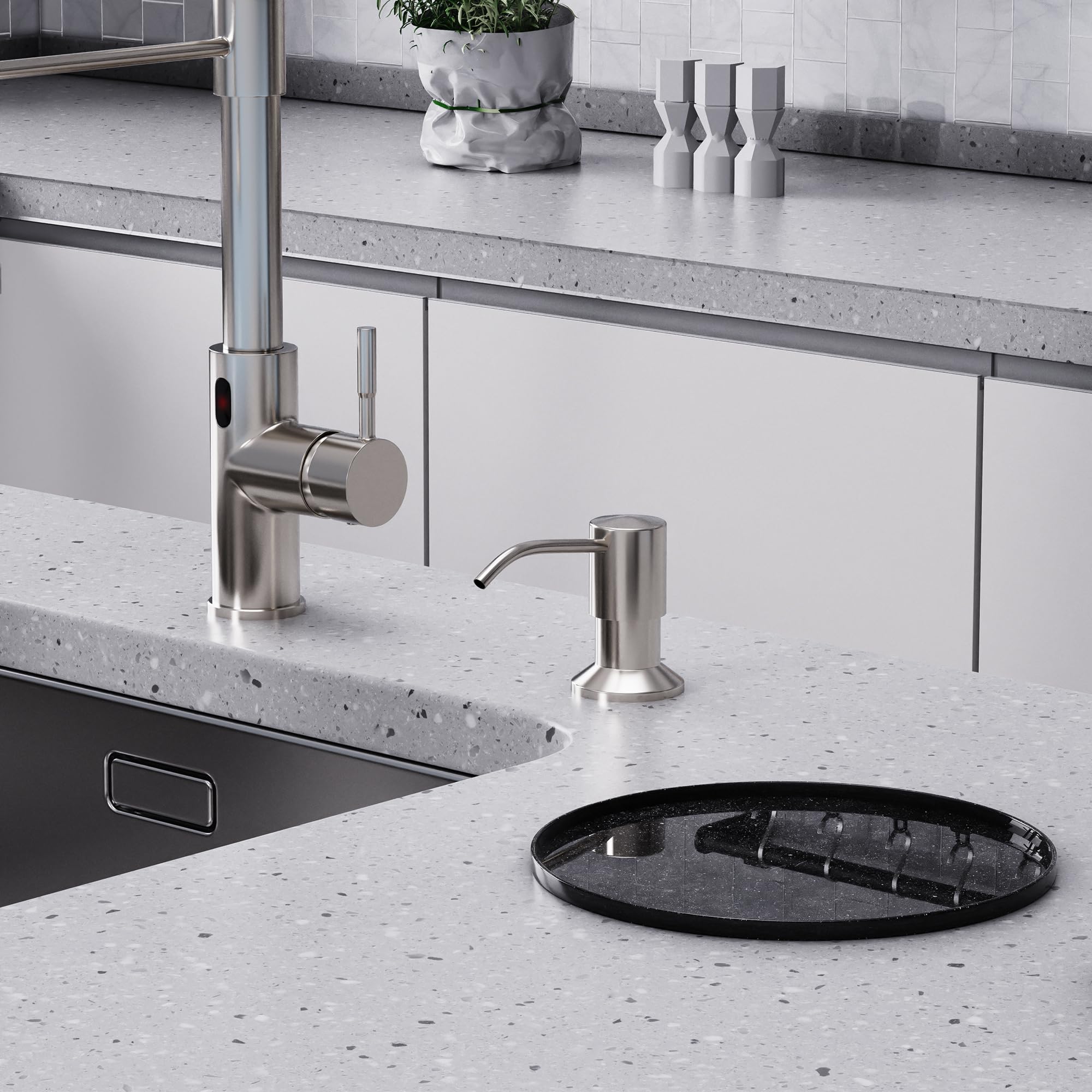GIMILI Brushed Nickel Built-in Sink Soap Dispenser or Lotion Dispenser - Perfect for Kitchen, Bathroom, and Laundry Room Sinks