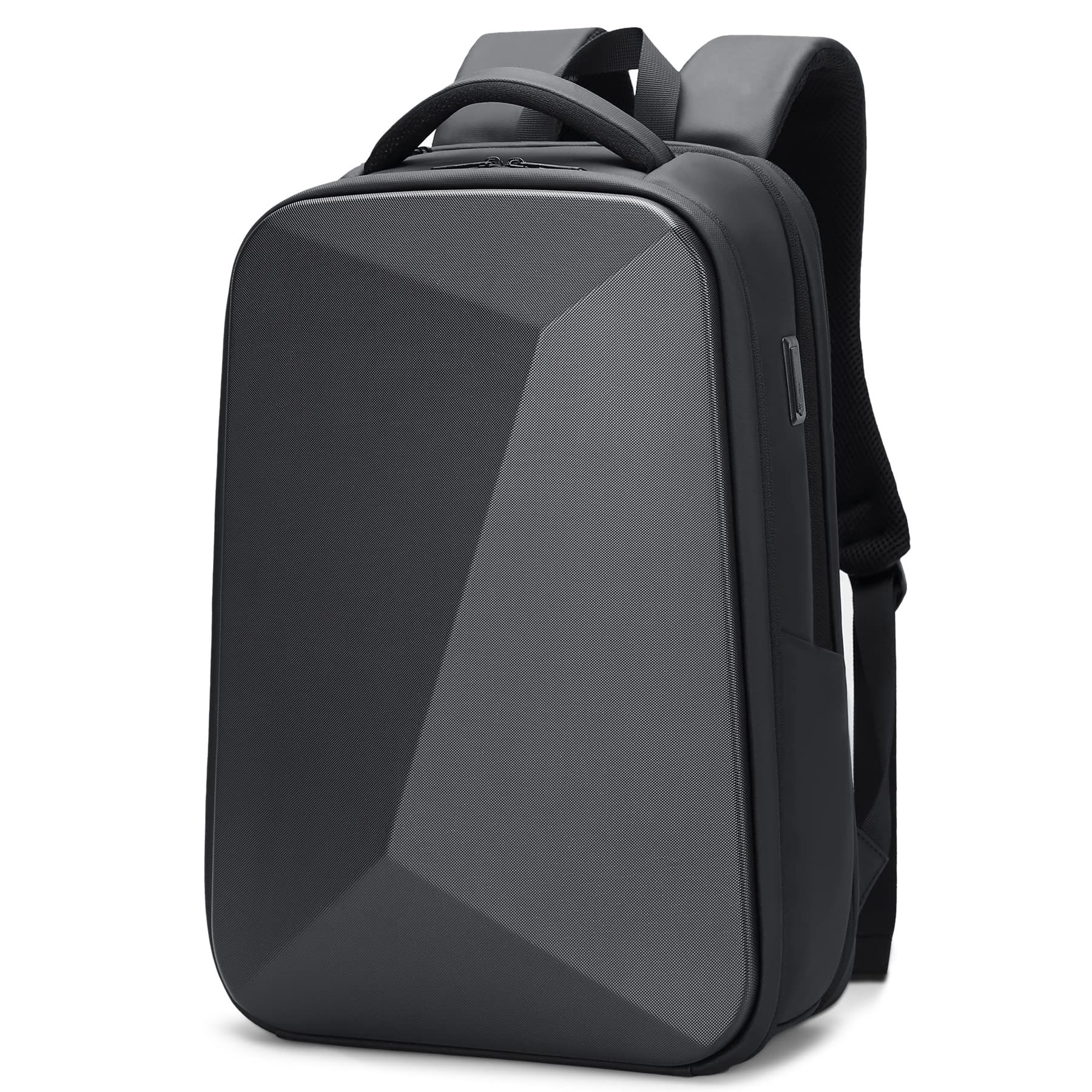 FENRUIEN Anti Theft Laptop Backpack for Men - Expandable Waterproof Hardshell Business Backpack with USB Charging Port, 15.6 Inch Travel Computer Bag for Work, Commuting & College - Black
