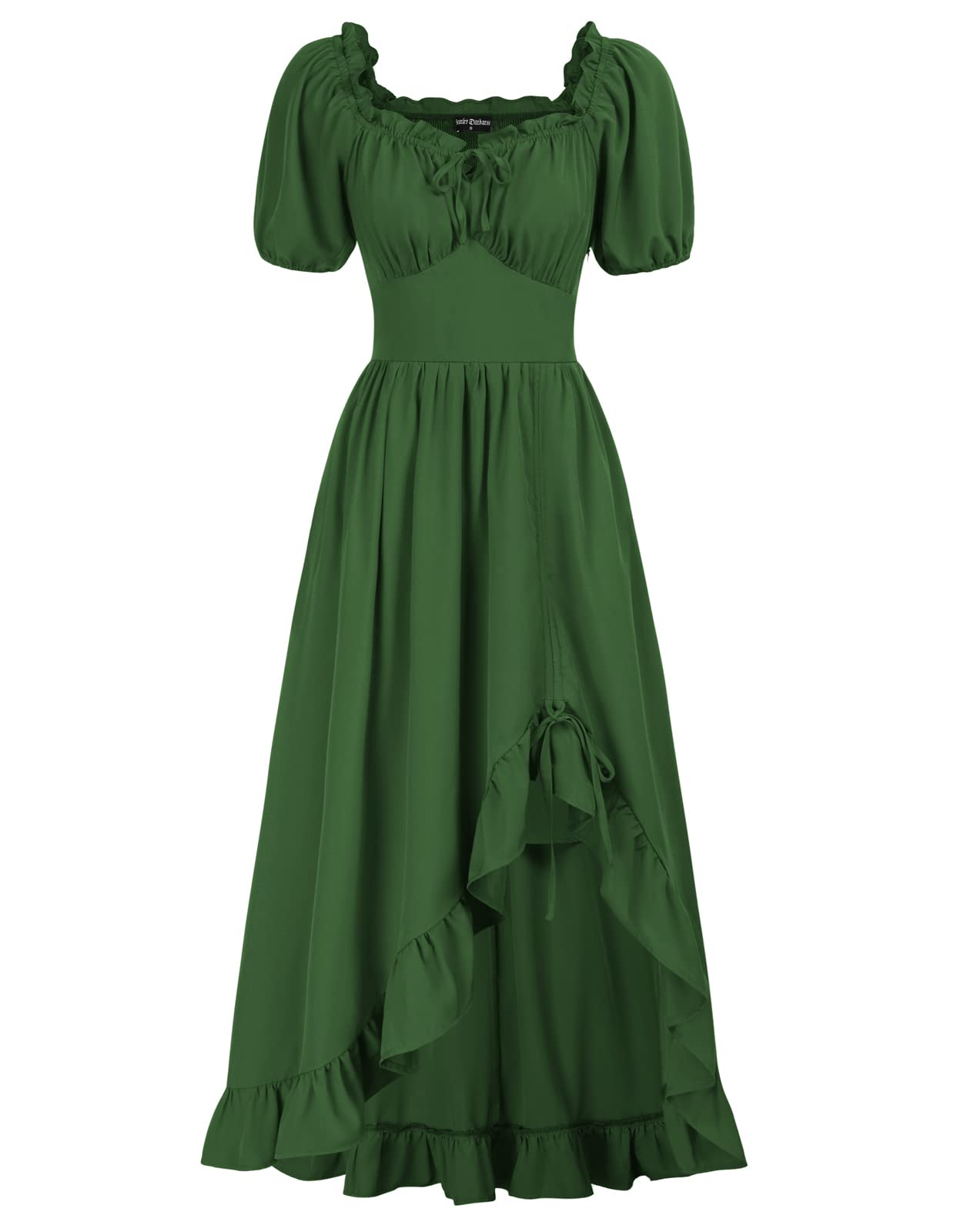 Scarlet Darkness Renaissance Dress for Women - Vintage Corset Maxi Dress with Ruffles & Pockets | Perfect for Renaissance Fairs, LARP Events & Cottagecore Aesthetic Outfits