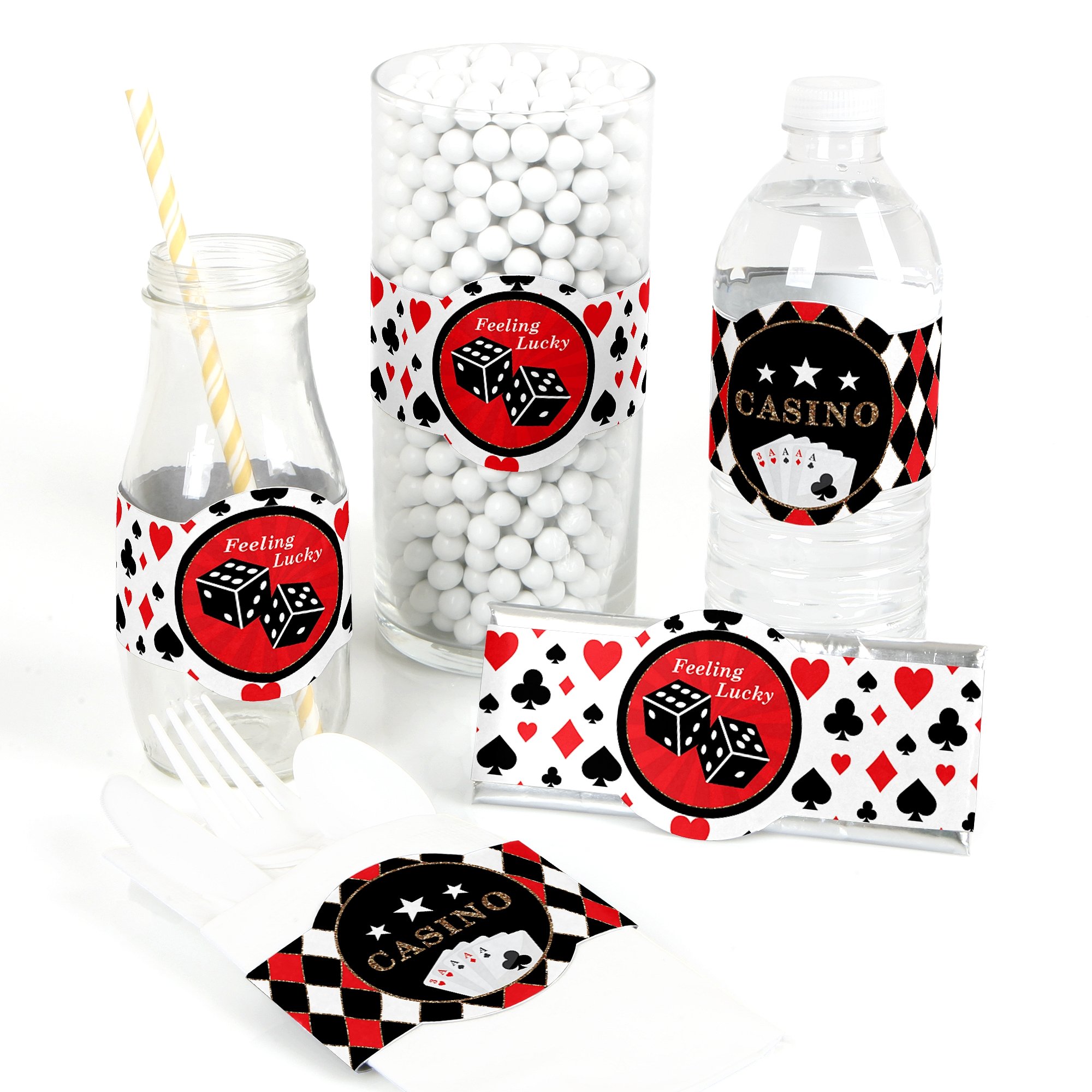 Big Dot of Happiness Las Vegas Casino Party Supplies - DIY Decorations & Favors Set of 15 - Perfect for Casino Themed Parties, Birthdays & Vegas Nights